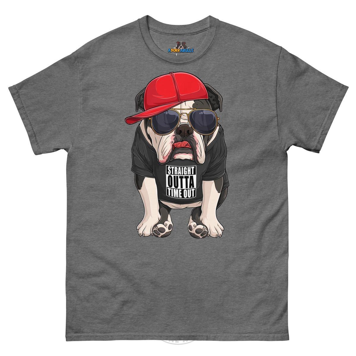 "Straight Outta Time Out" Male Bulldog Men’s Tee | Black & White Colored