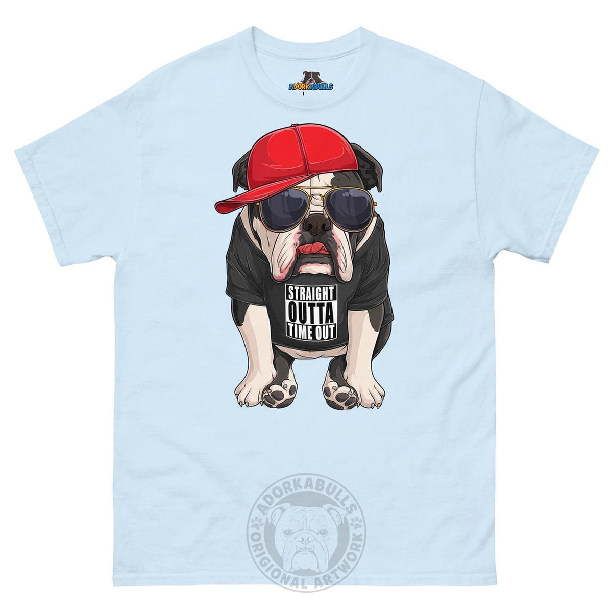 "Straight Outta Time Out" Male Bulldog Men’s Tee | Black & White Colored