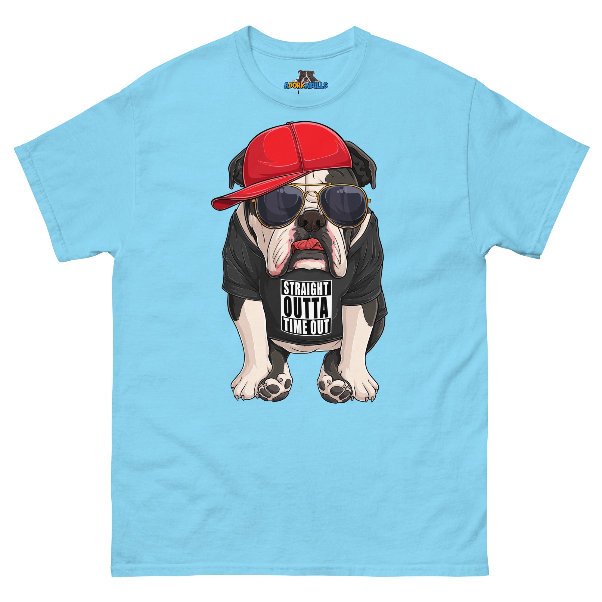 "Straight Outta Time Out" Male Bulldog Men’s Tee | Black & White Colored