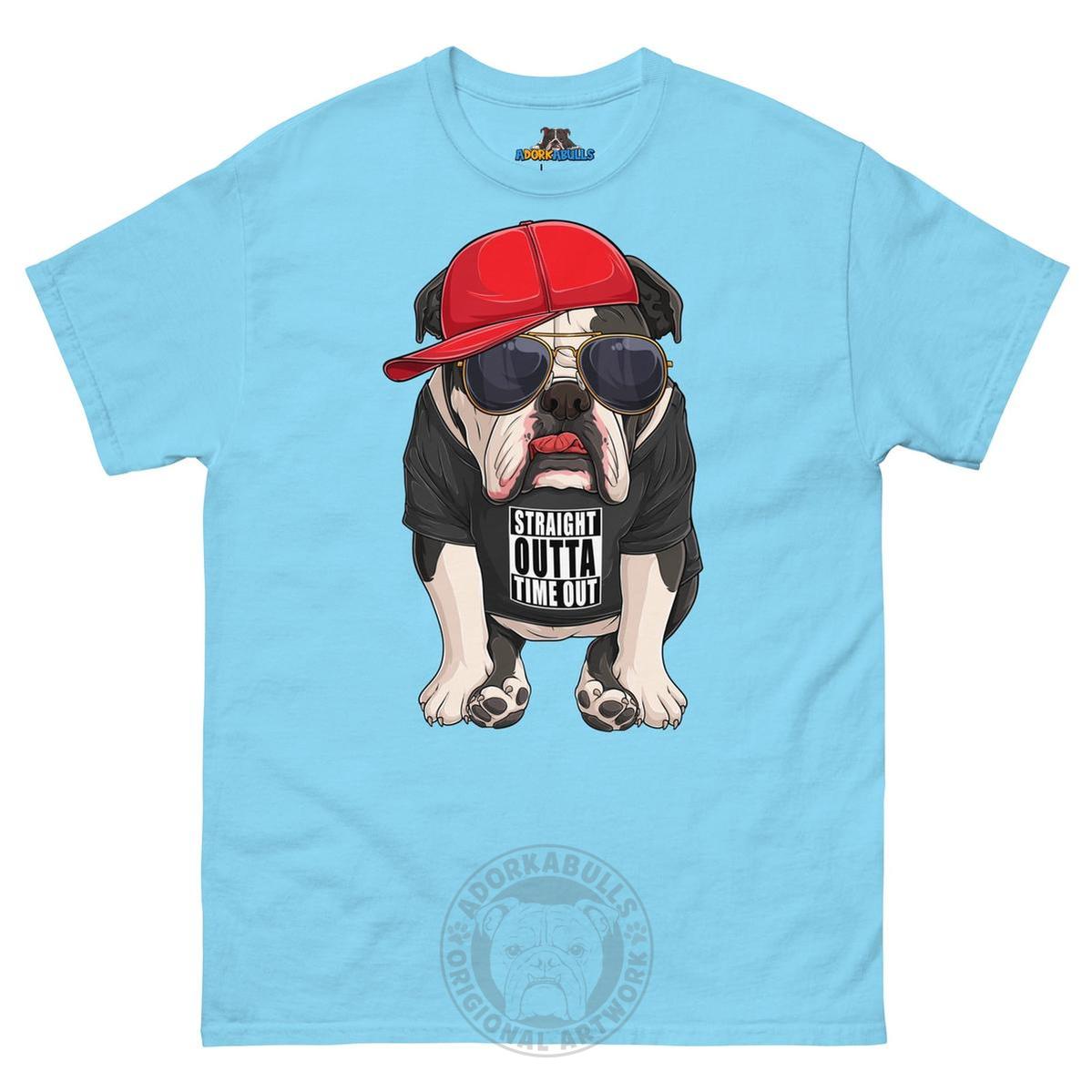 "Straight Outta Time Out" Male Bulldog Men’s Tee | Black & White Colored