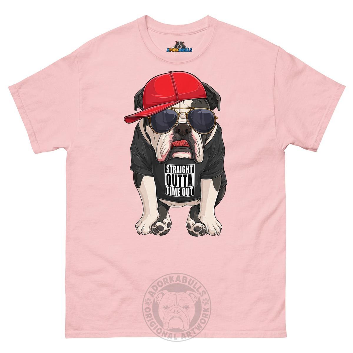 "Straight Outta Time Out" Male Bulldog Men’s Tee | Black & White Colored