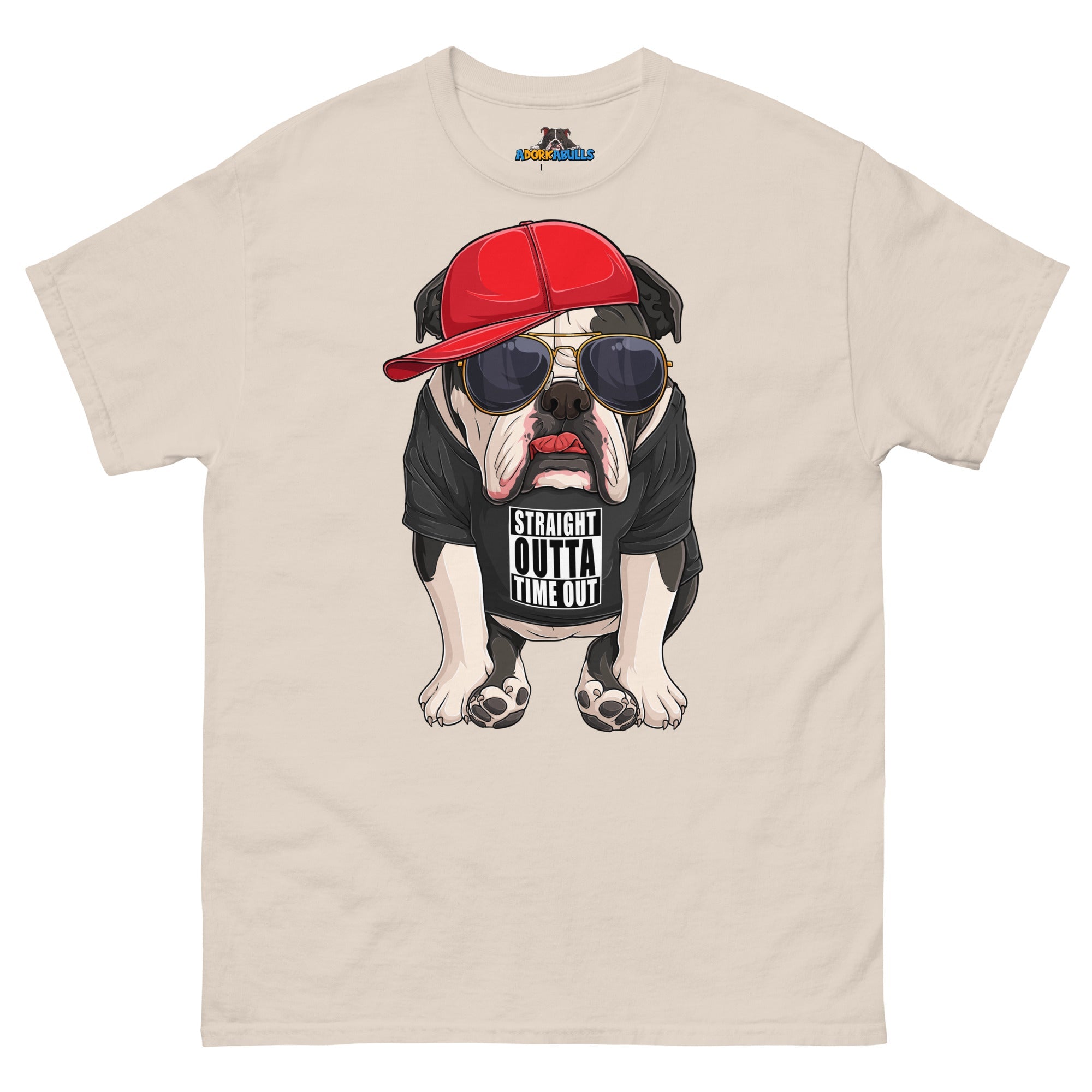 "Straight Outta Time Out" Male Bulldog Men’s Tee | Black & White Colored