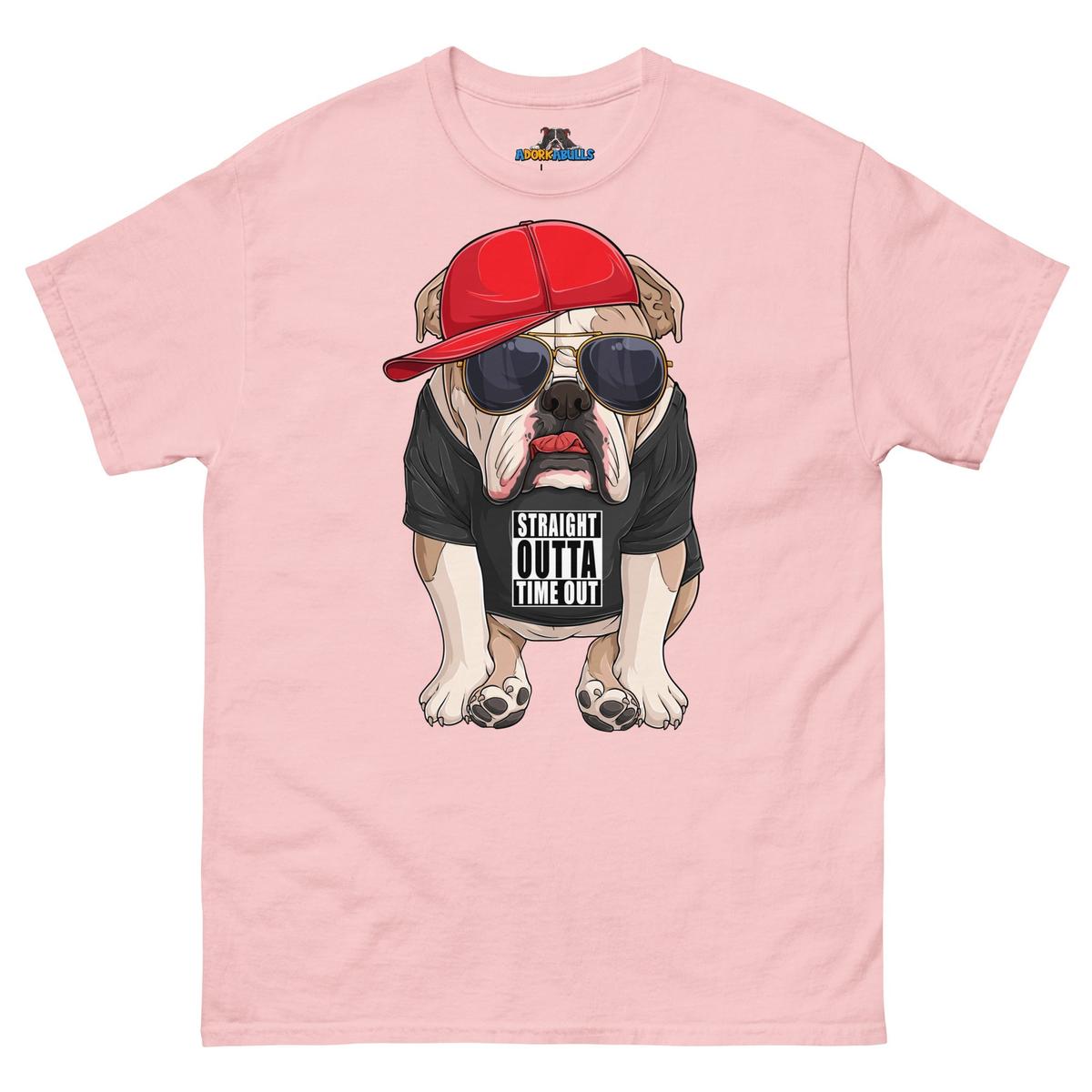 "Straight Outta Time Out" Male Bulldog Men’s Tee | Fawn & White Colored
