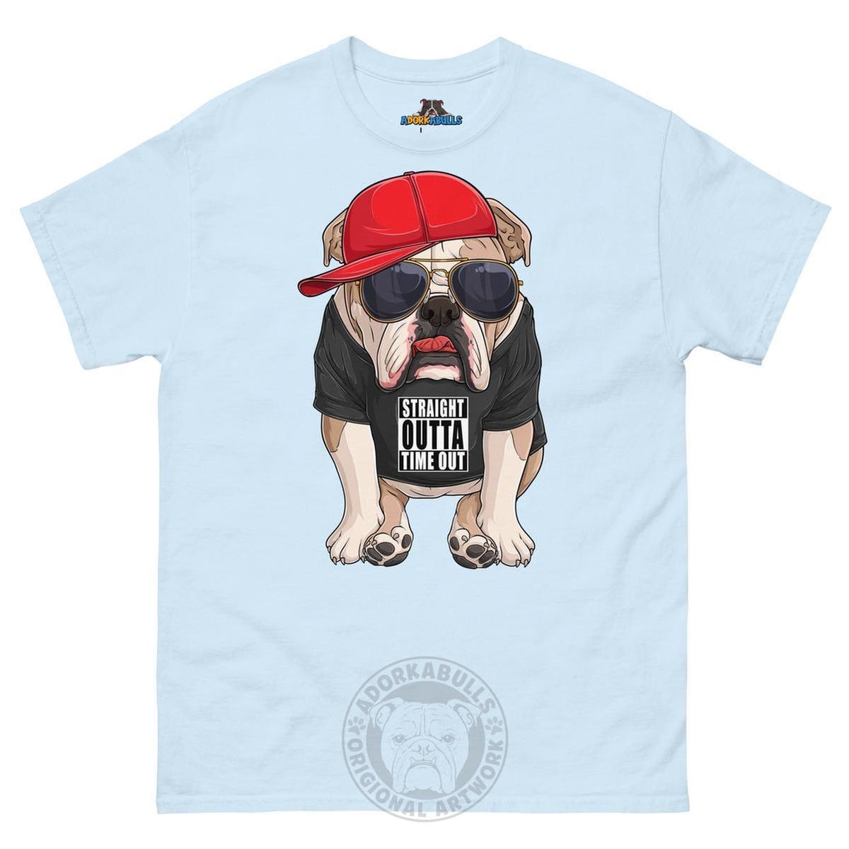 "Straight Outta Time Out" Male Bulldog Men’s Tee | Fawn & White Colored
