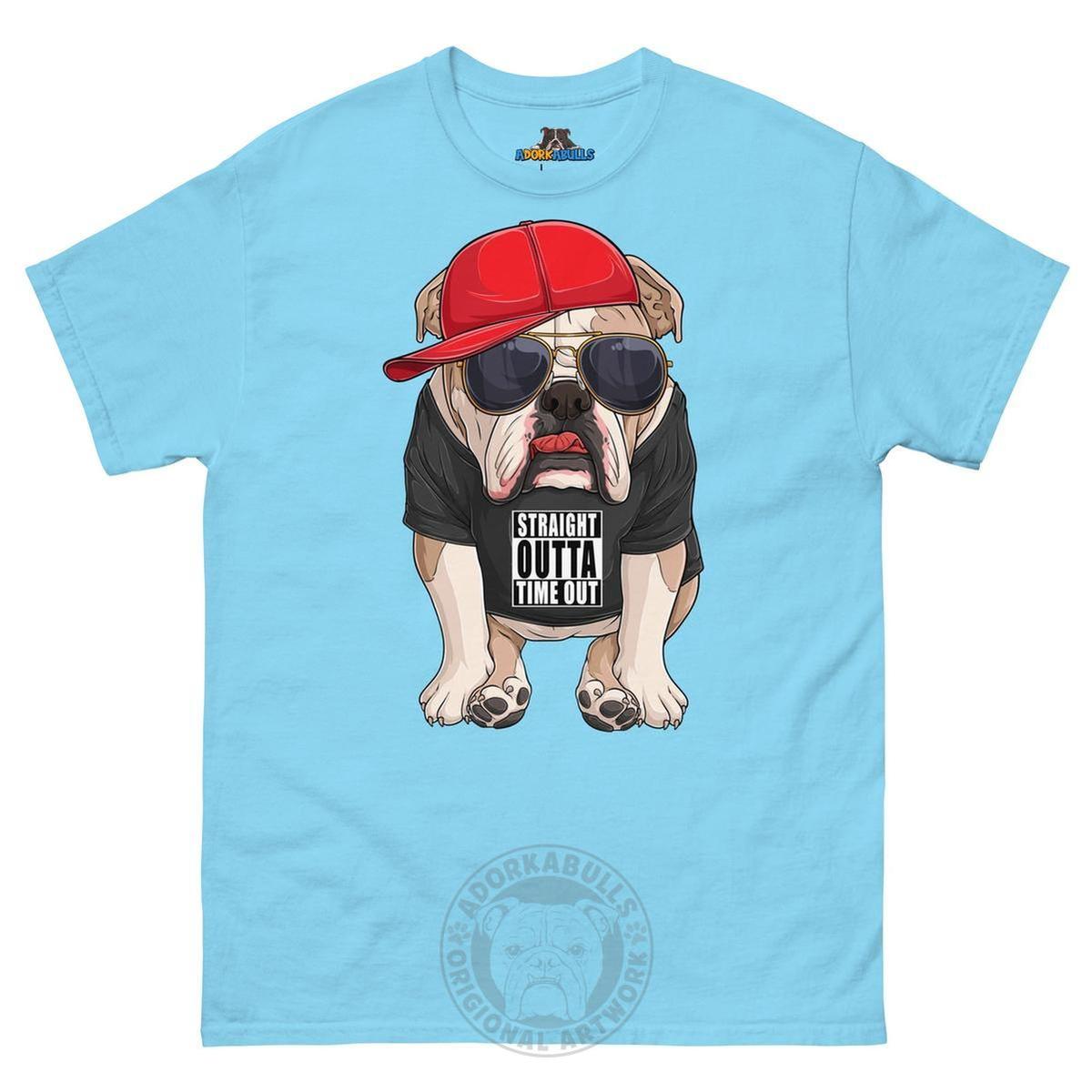 "Straight Outta Time Out" Male Bulldog Men’s Tee | Fawn & White Colored