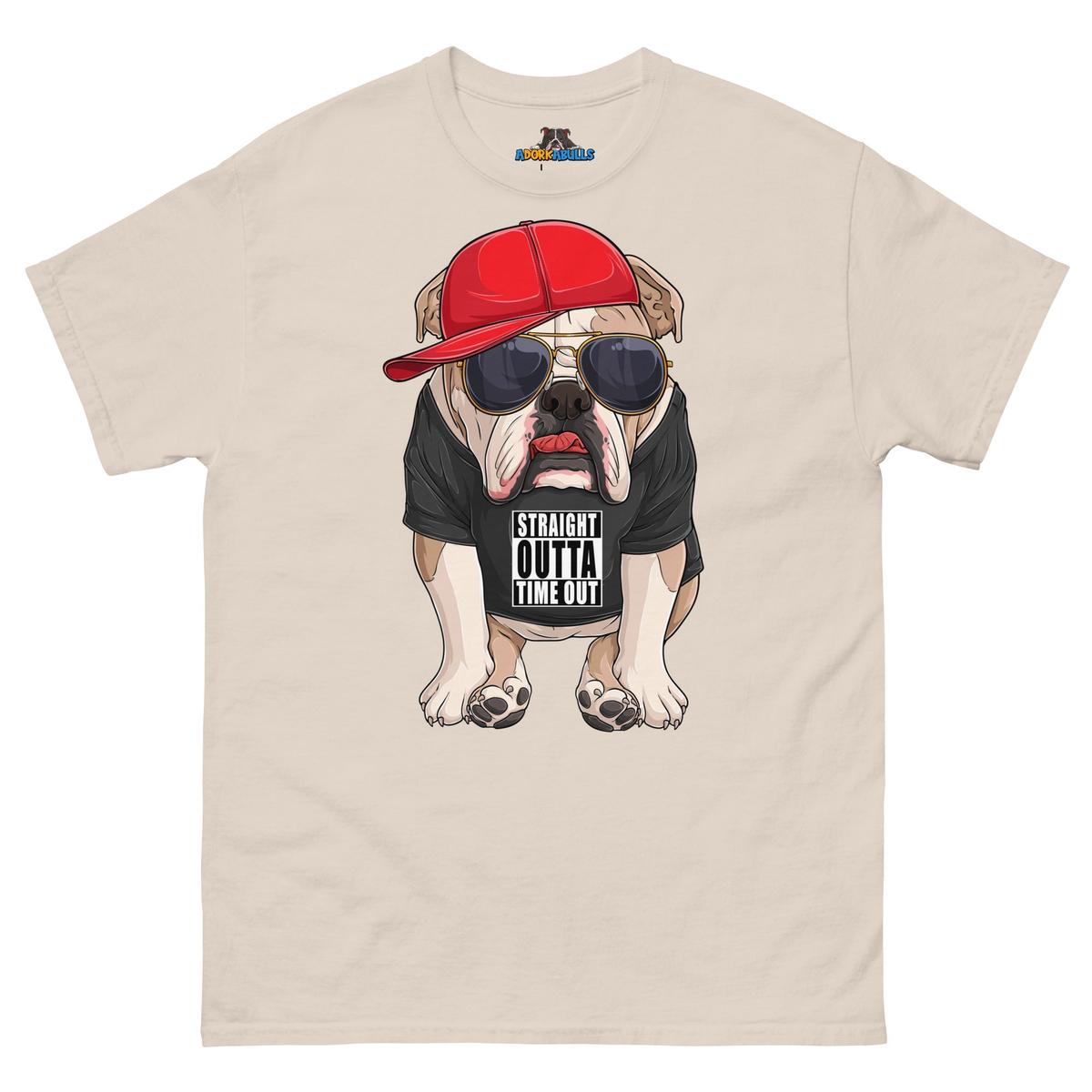 "Straight Outta Time Out" Male Bulldog Men’s Tee | Fawn & White Colored