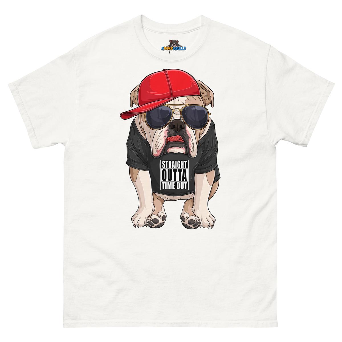 "Straight Outta Time Out" Male Bulldog Men’s Tee | Fawn & White Colored