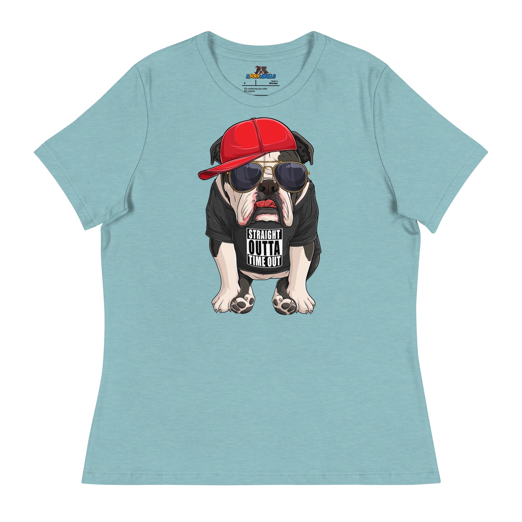 "Straight Outta Time Out" Male Bulldog Women’s Tee | Black & White Colored
