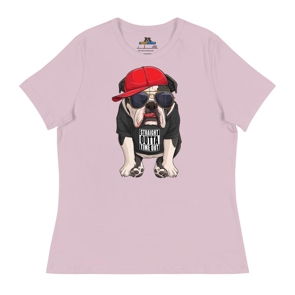 "Straight Outta Time Out" Male Bulldog Women’s Tee | Black & White Colored
