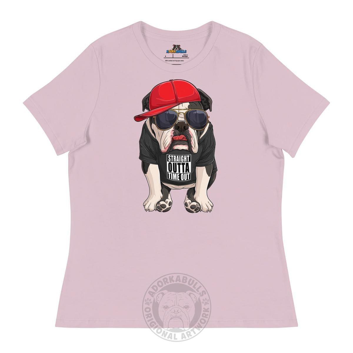 "Straight Outta Time Out" Male Bulldog Women’s Tee | Black & White Colored