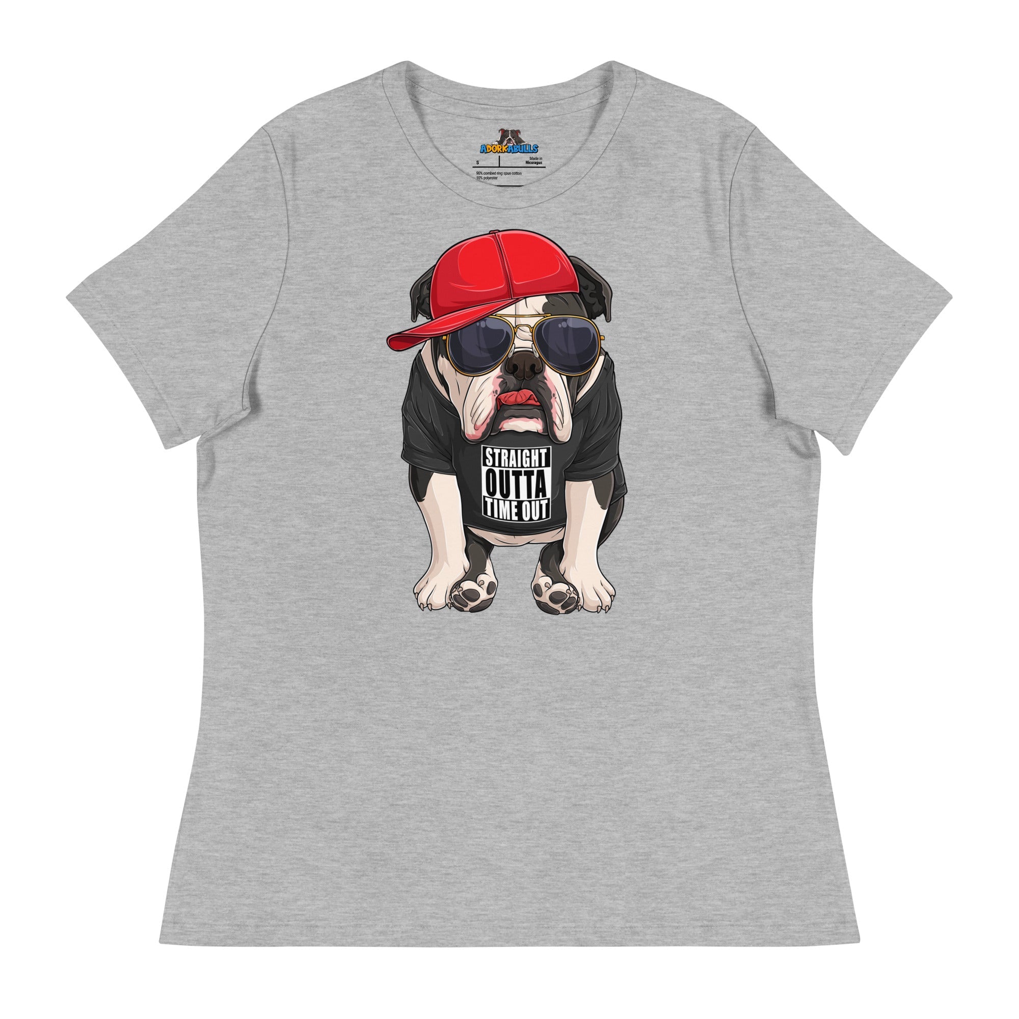 "Straight Outta Time Out" Male Bulldog Women’s Tee | Black & White Colored