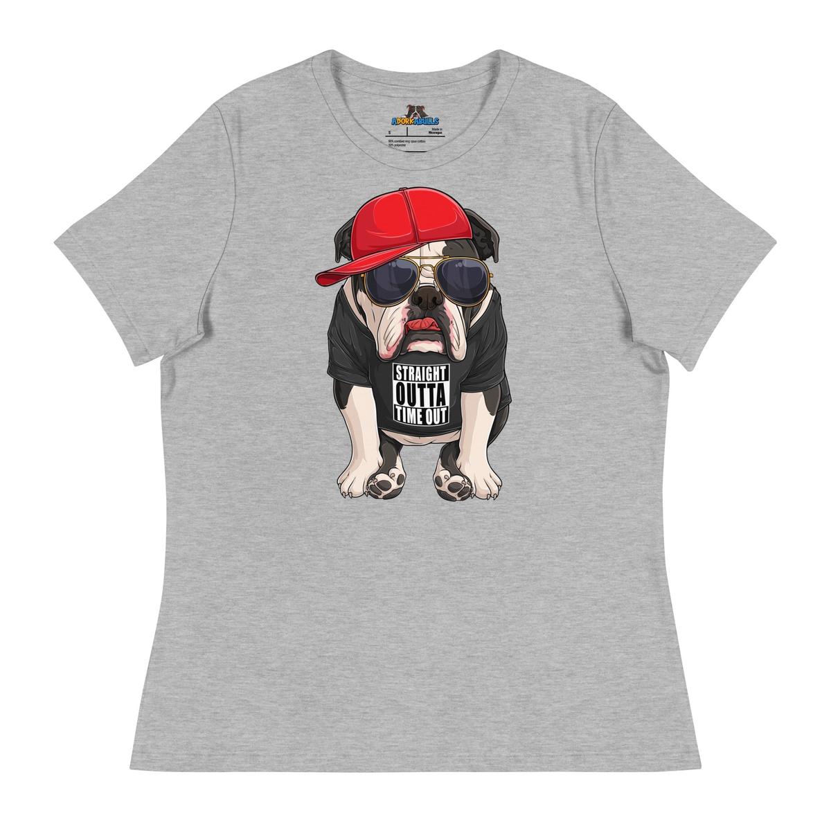 "Straight Outta Time Out" Male Bulldog Women’s Tee | Black & White Colored