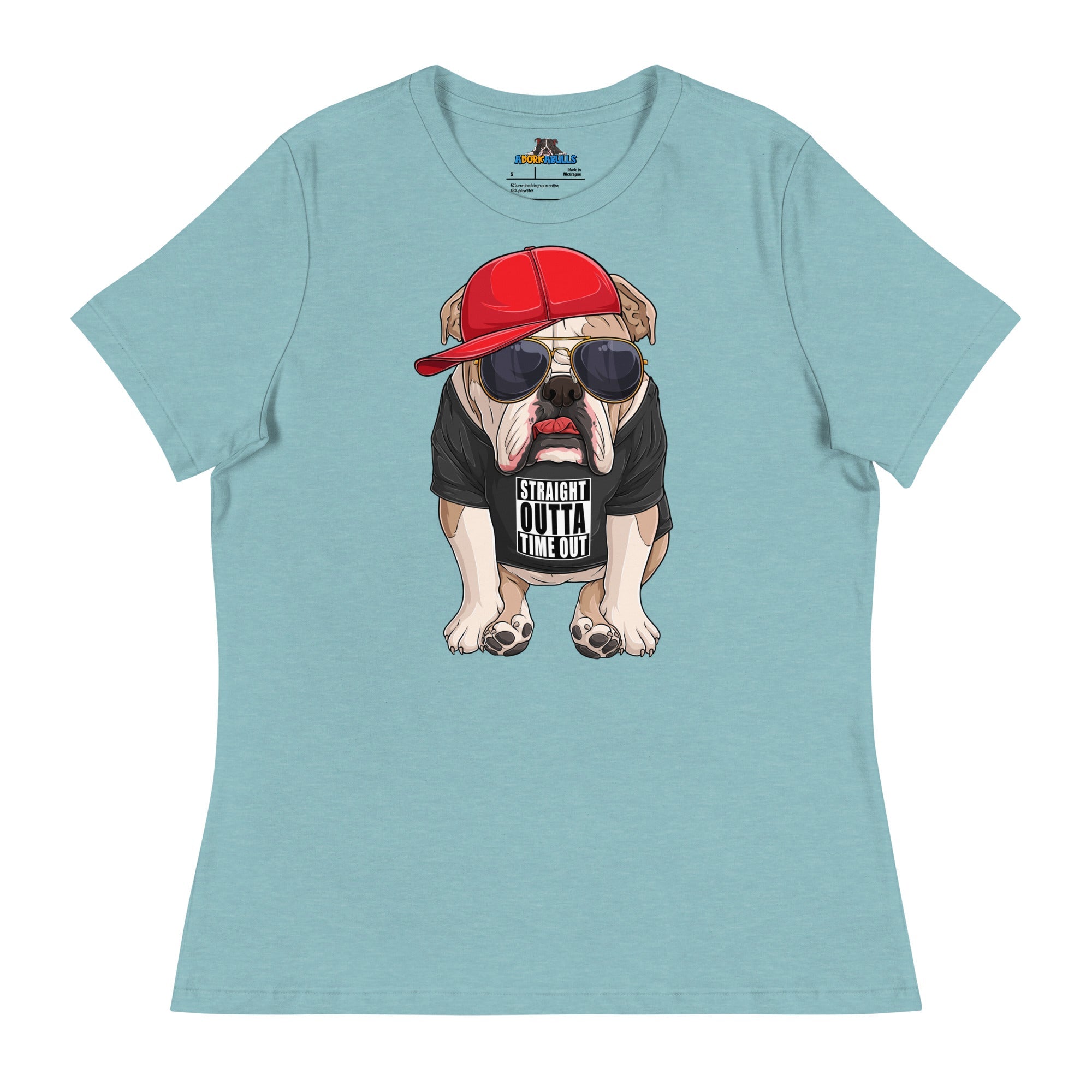 "Straight Outta Time Out" Male Bulldog Women’s Tee | Fawn & White Colored
