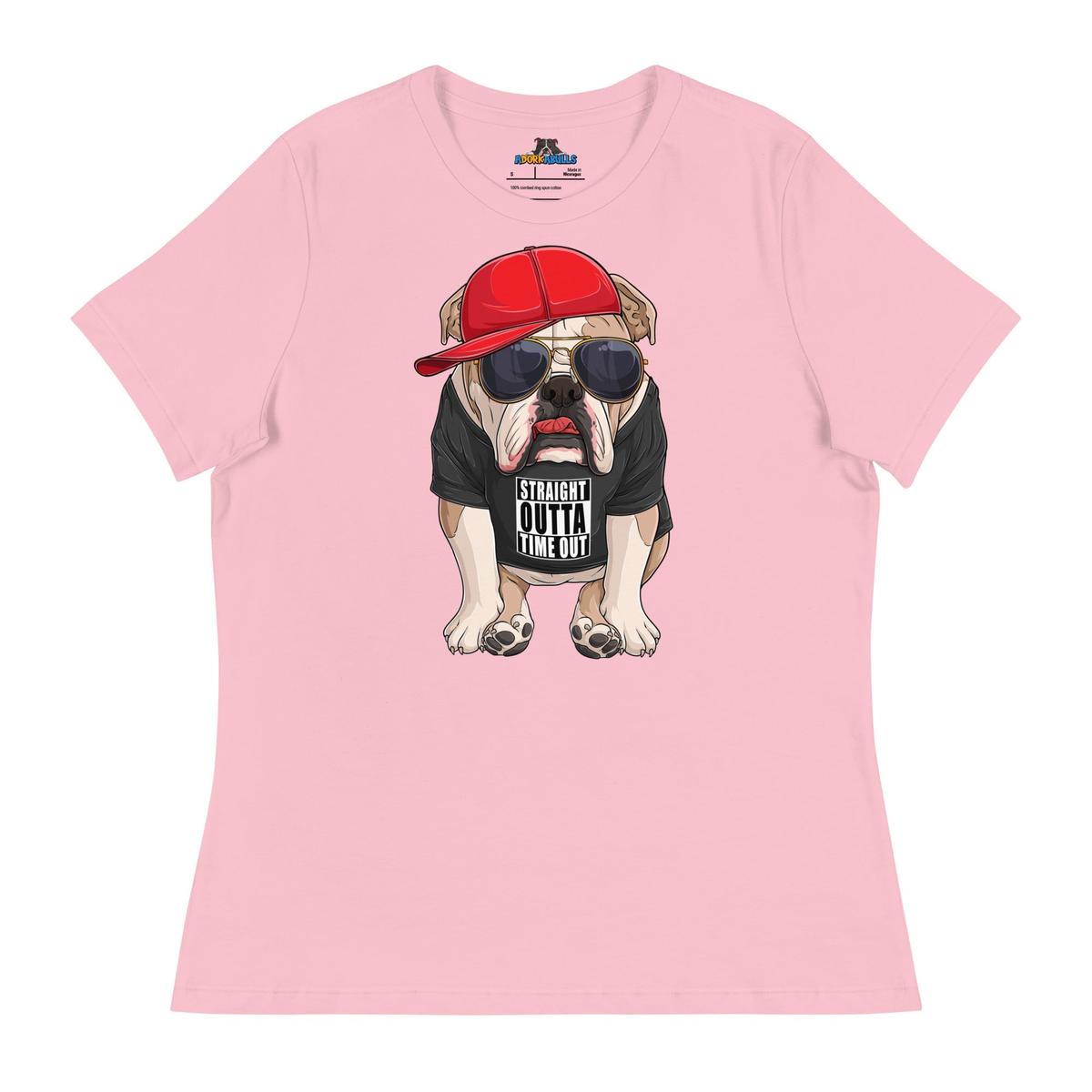 "Straight Outta Time Out" Male Bulldog Women’s Tee | Fawn & White Colored
