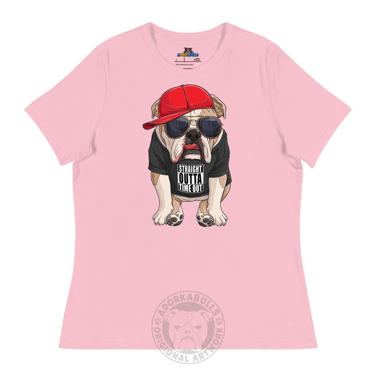 "Straight Outta Time Out" Male Bulldog Women’s Tee | Fawn & White Colored