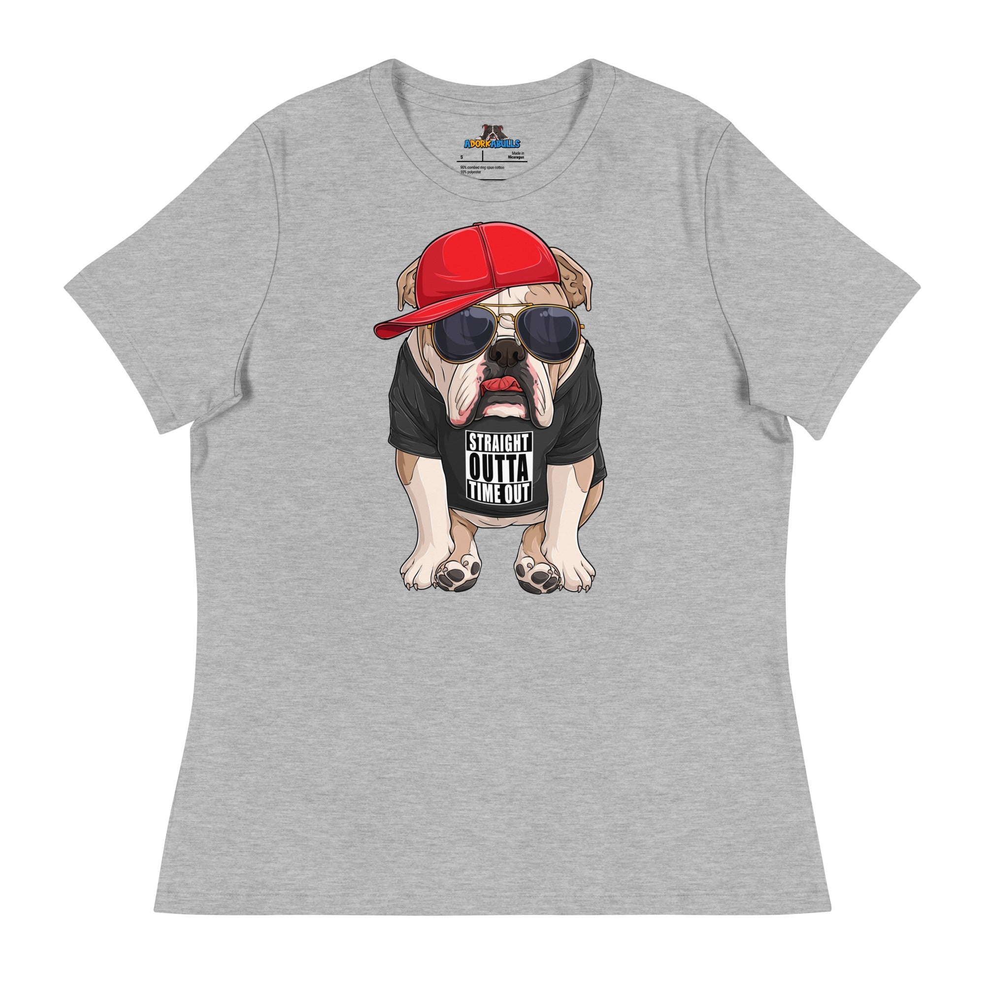 "Straight Outta Time Out" Male Bulldog Women’s Tee | Fawn & White Colored
