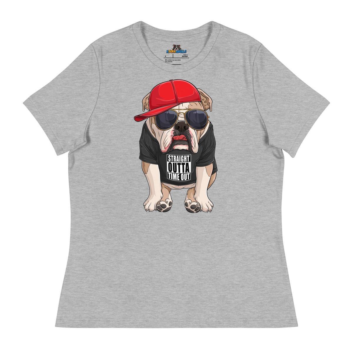 "Straight Outta Time Out" Male Bulldog Women’s Tee | Fawn & White Colored