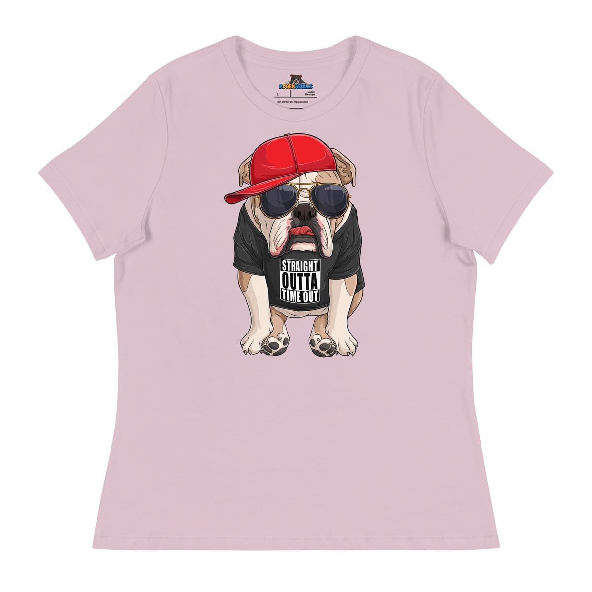 "Straight Outta Time Out" Male Bulldog Women’s Tee | Fawn & White Colored