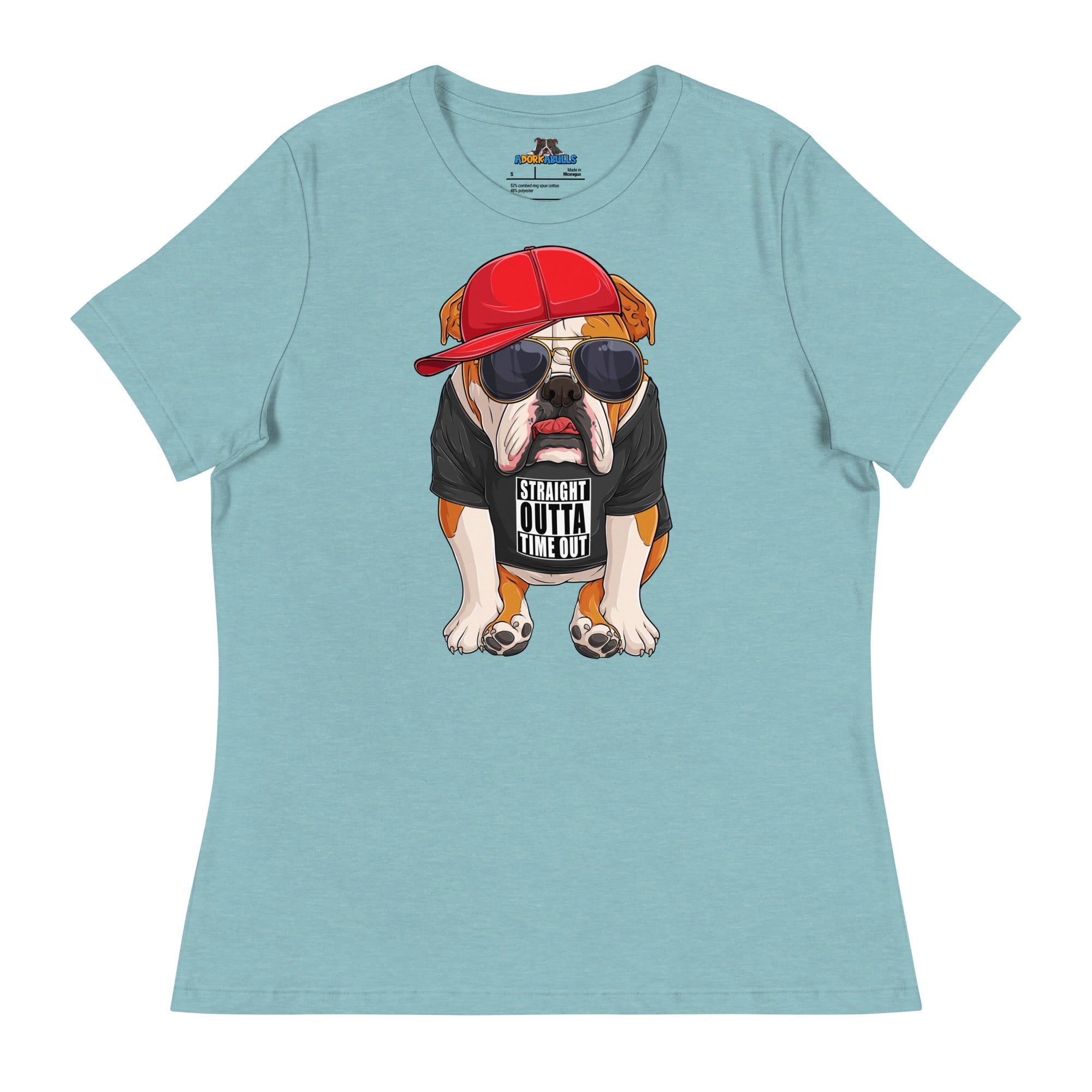 "Straight Outta Time Out" Male Bulldog Women’s Tee | Red & White Colored