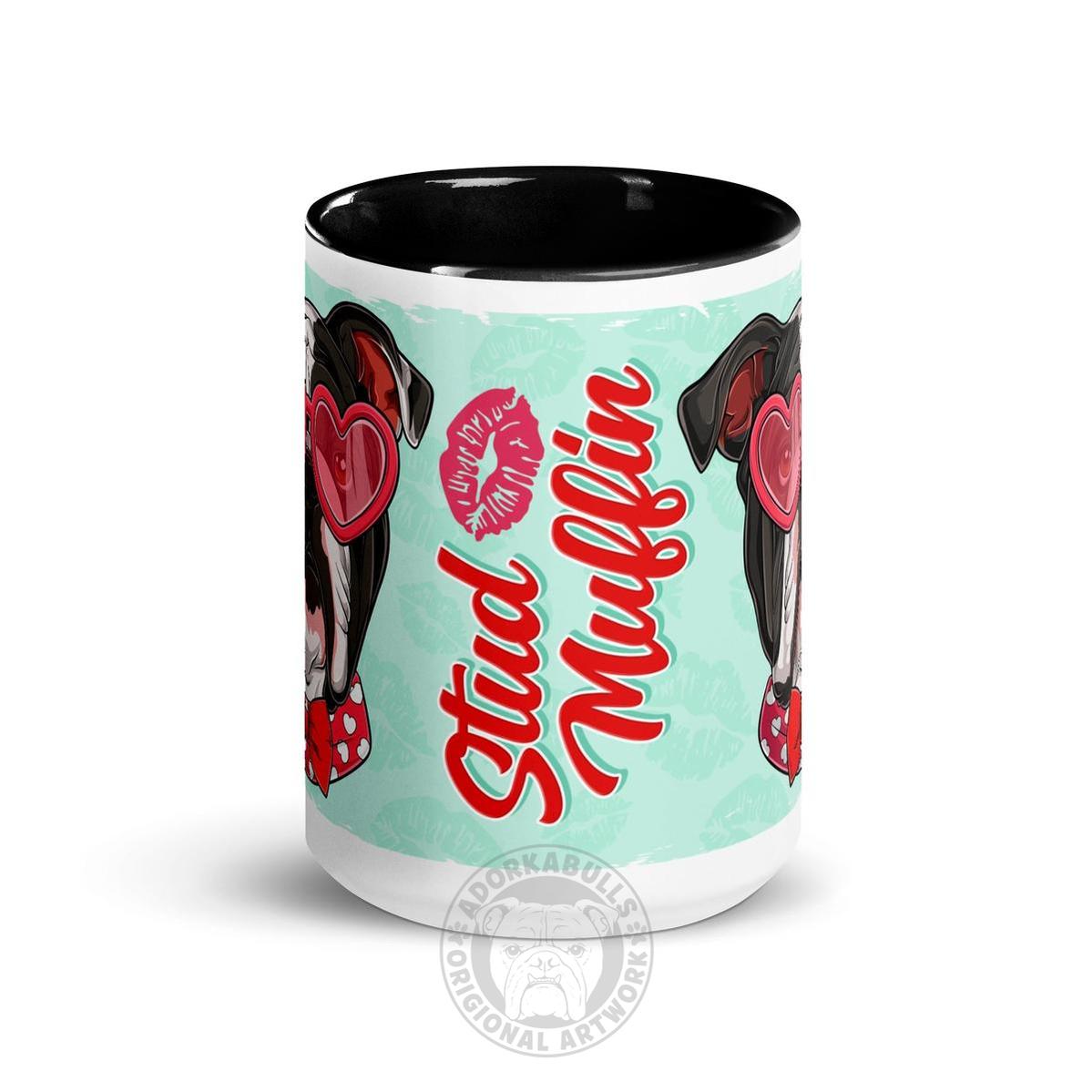 "Stud Muffin" English Bulldog Mug | B&W Colored