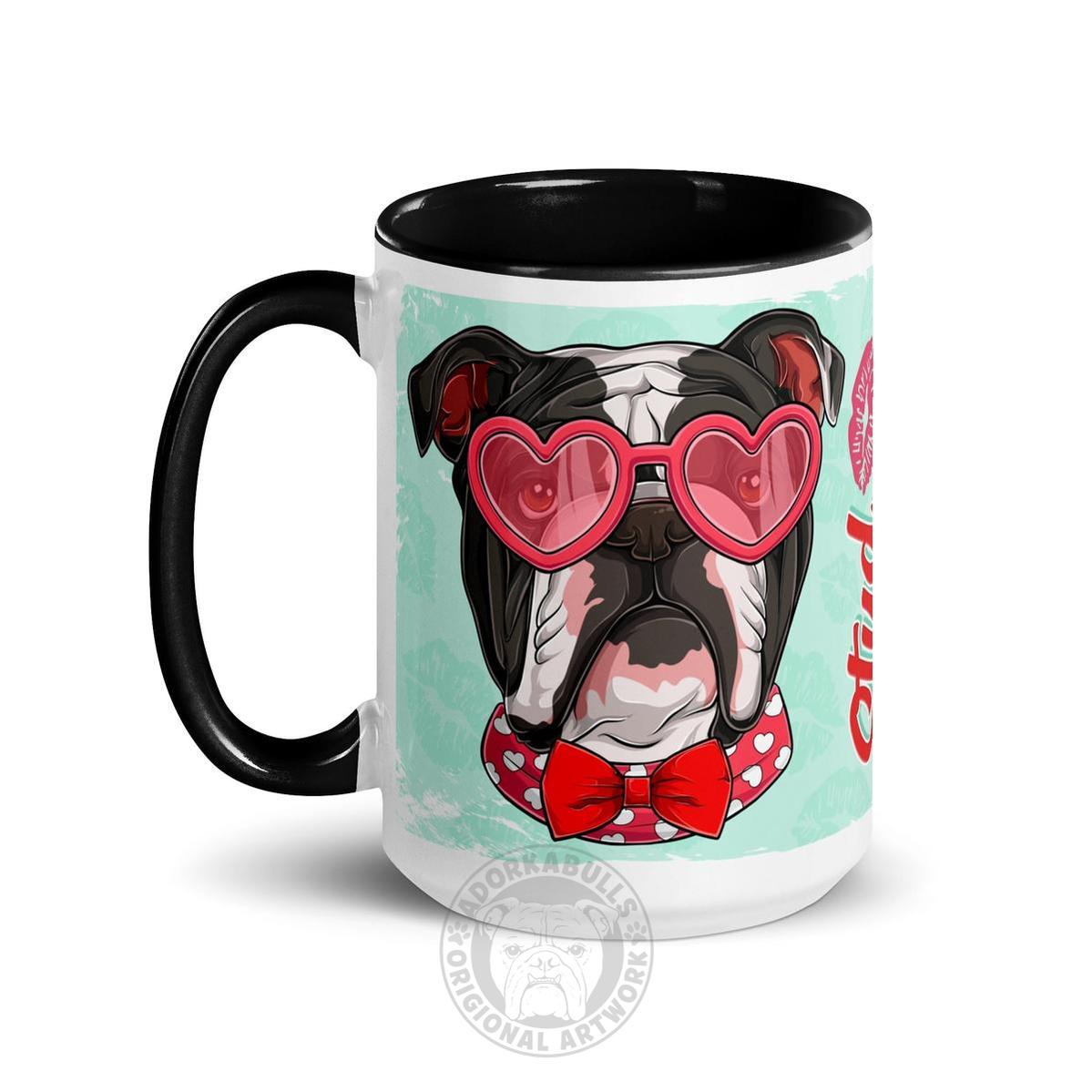 "Stud Muffin" English Bulldog Mug | B&W Colored