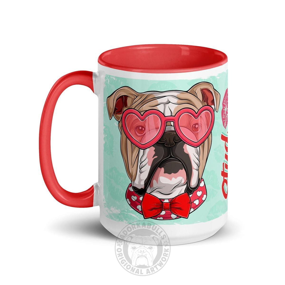 "Stud Muffin" English Bulldog Mug | Fawn & White Colored