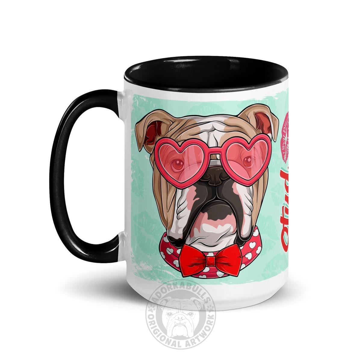 "Stud Muffin" English Bulldog Mug | Fawn & White Colored