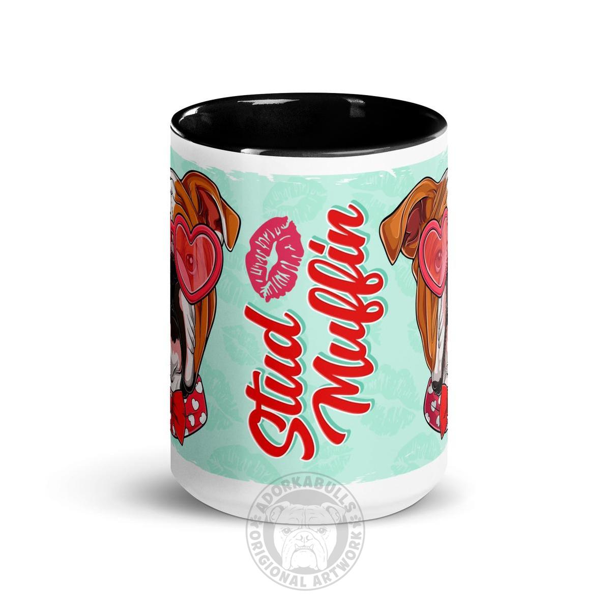 "Stud Muffin" English Bulldog Mug | Red & White Colored