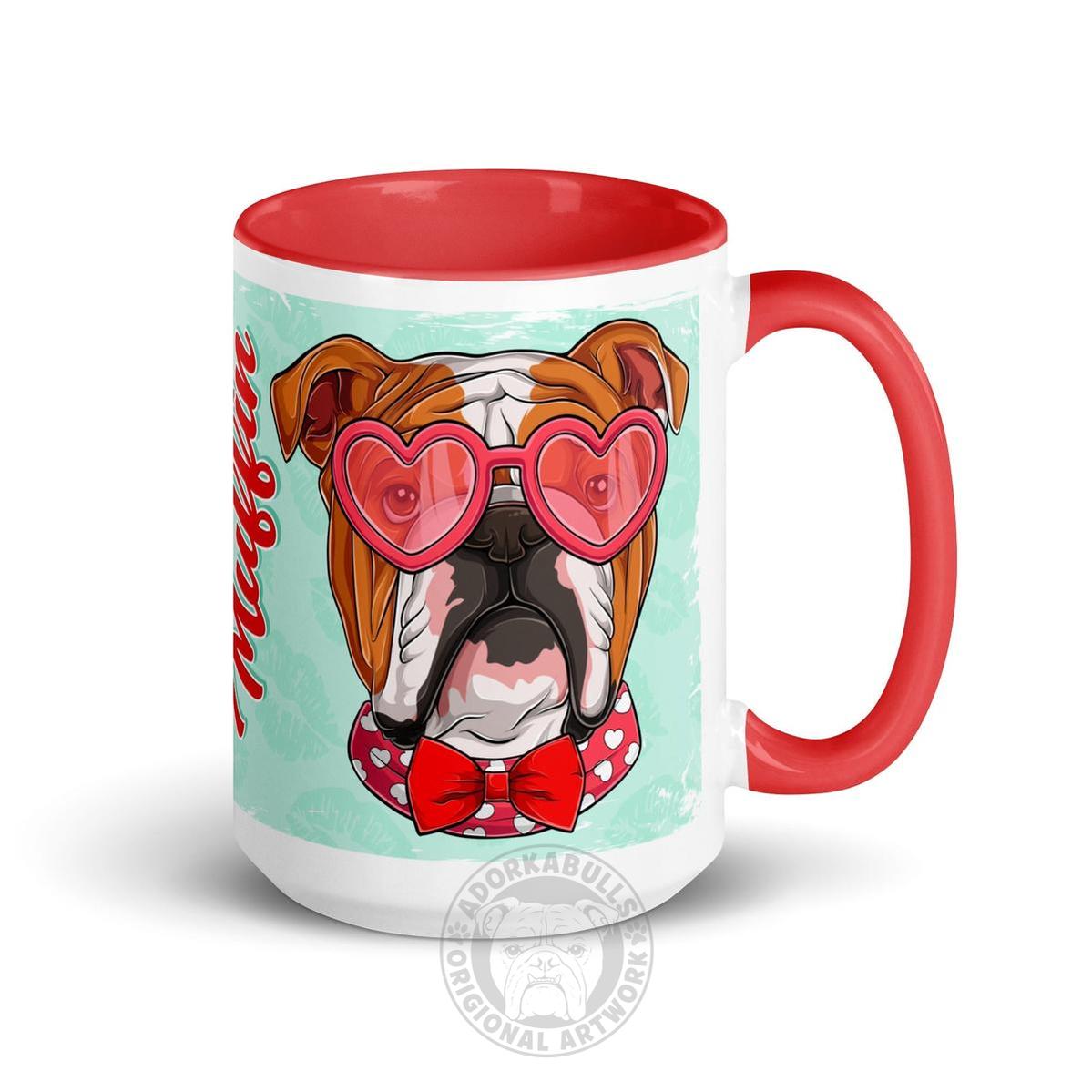 "Stud Muffin" English Bulldog Mug | Red & White Colored