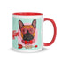 "Stud Muffin" with Arrow of Love French Bulldog Mug | Red & White Colored Male