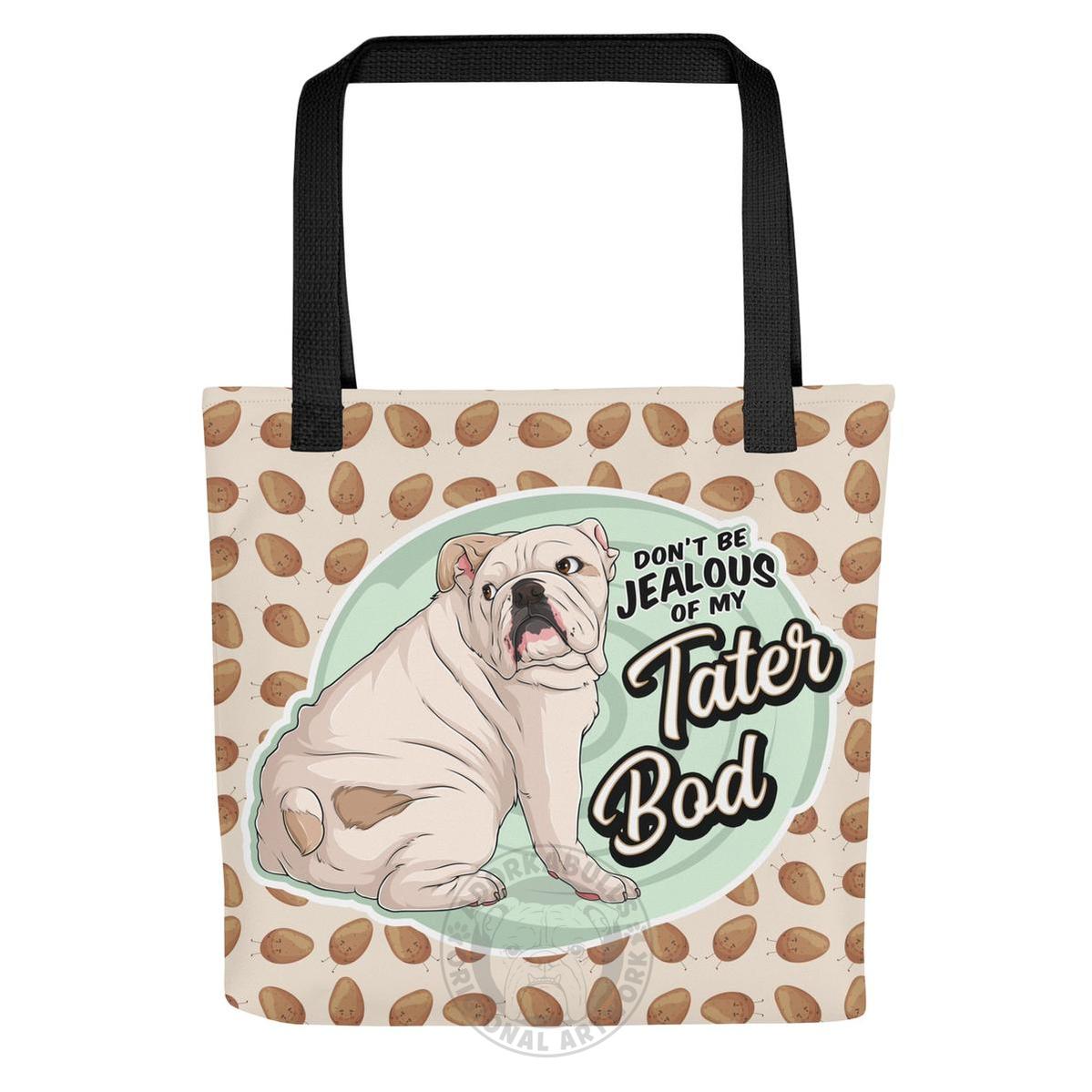 "Tater Bod" English Bulldog Tote Bag | Fawn & Red Colored