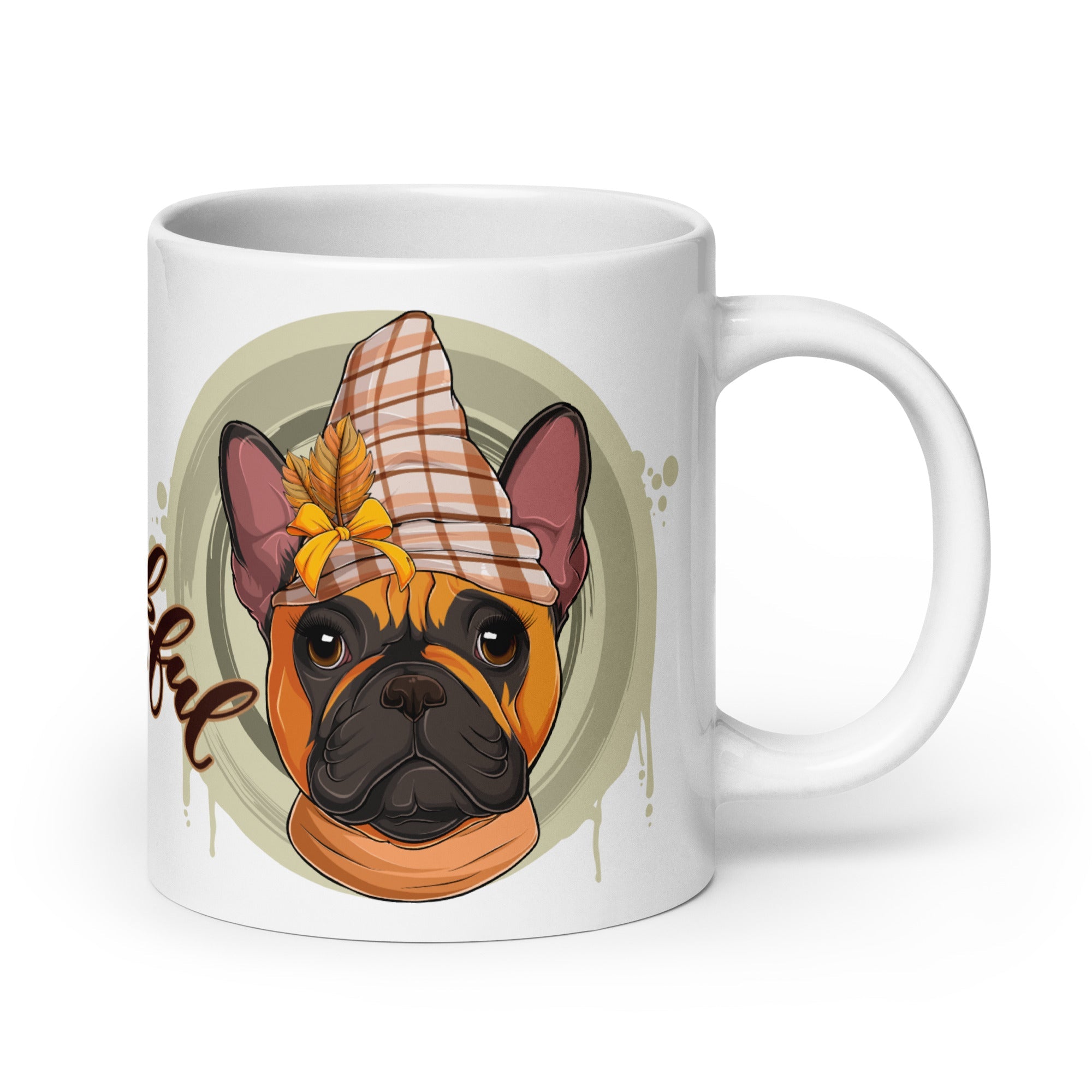 "Thankful" Female French Bulldog Thanksgiving Mug | Red & White Colored