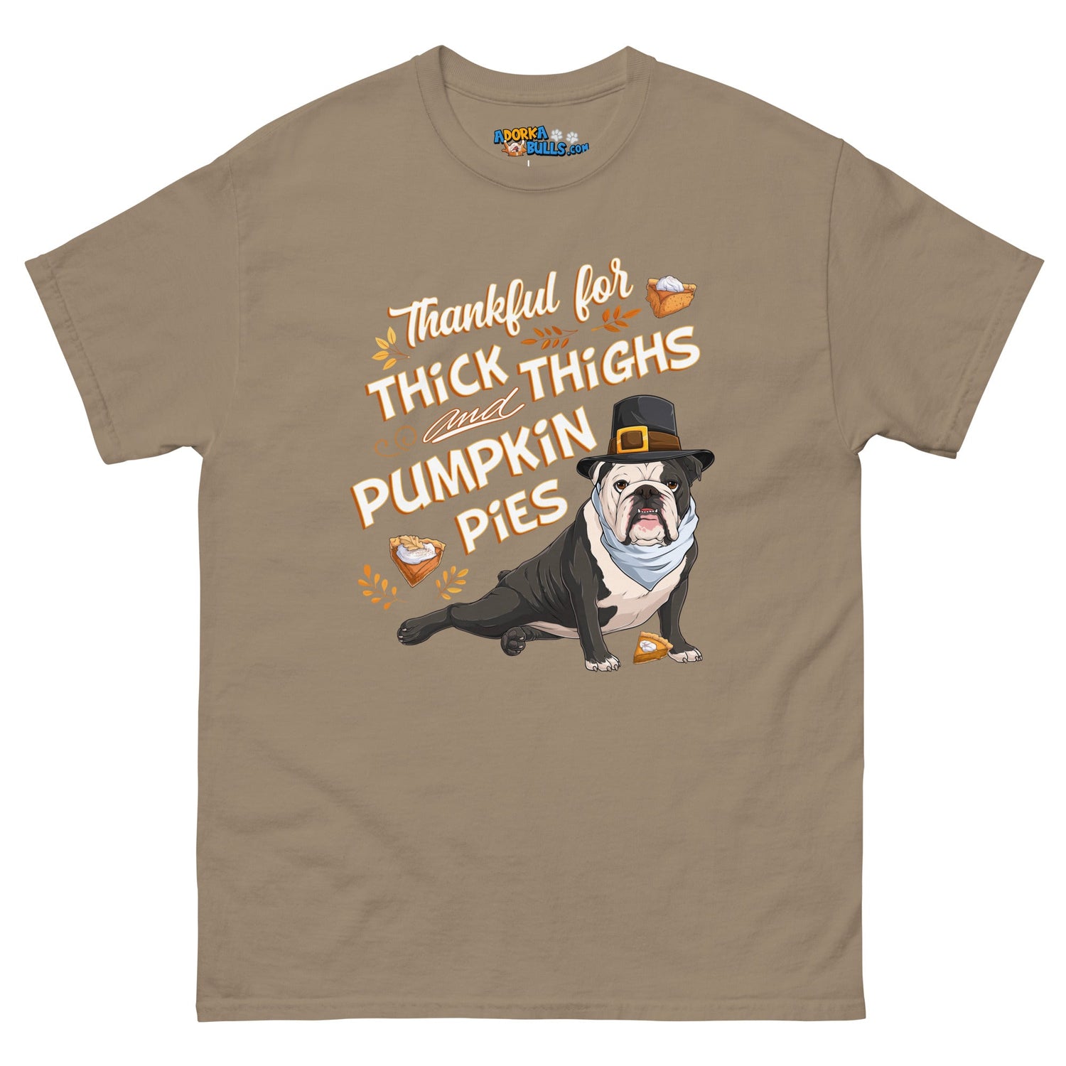 "Thankful for Thick Thighs & Pumpkin Pies" Unisex Tee | B&W Colored