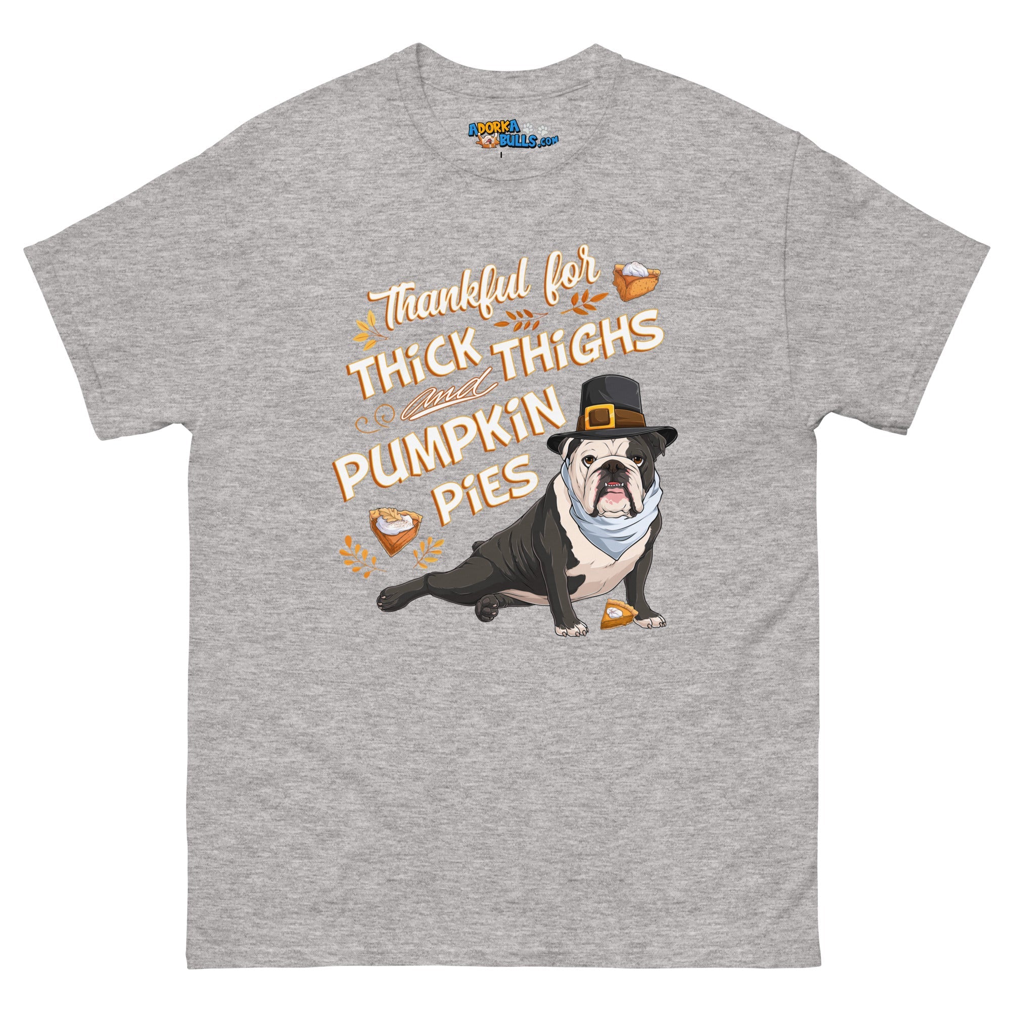 "Thankful for Thick Thighs & Pumpkin Pies" Unisex Tee | B&W Colored