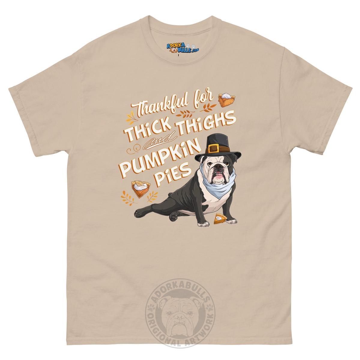 "Thankful for Thick Thighs & Pumpkin Pies" Unisex Tee | B&W Colored