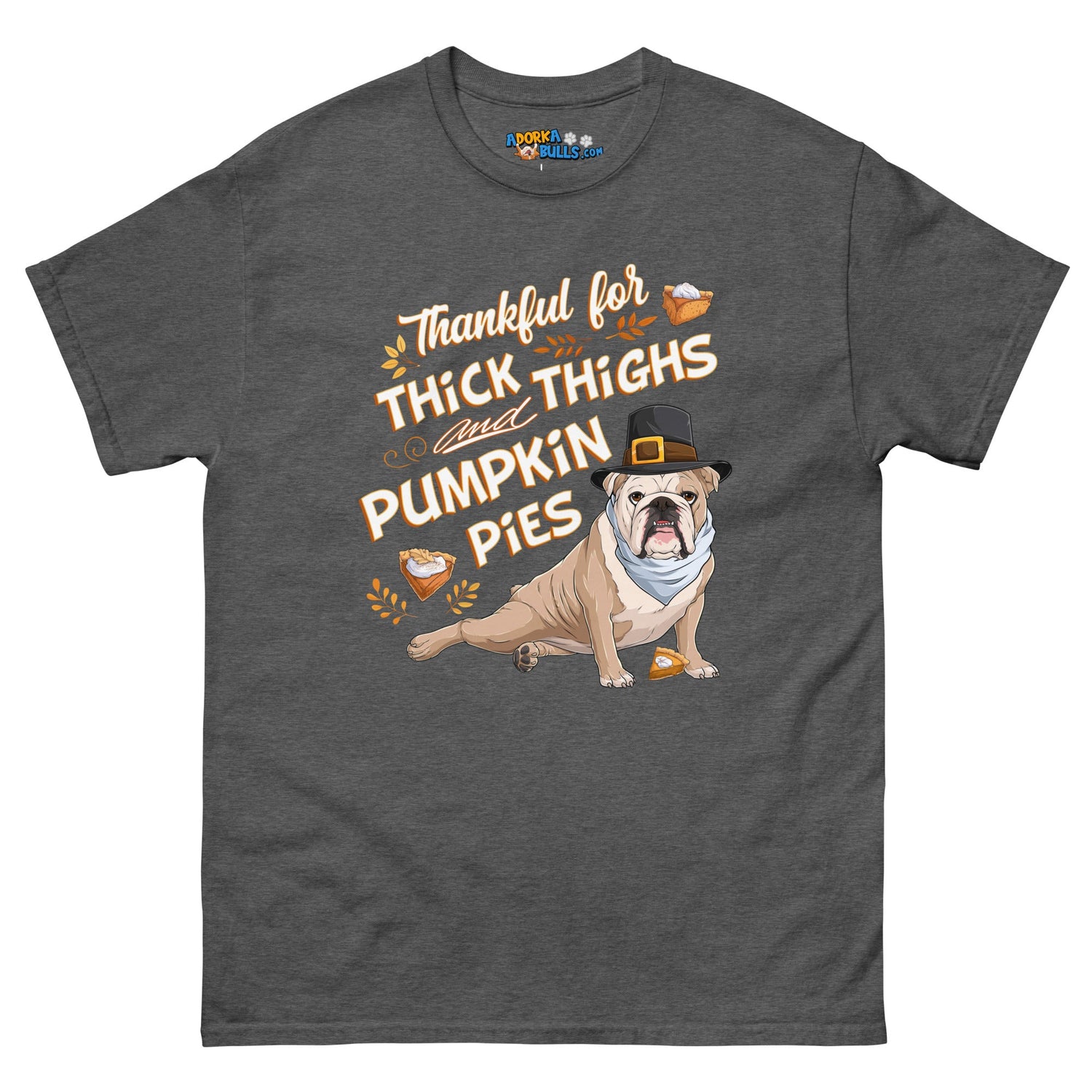 "Thankful for Thick Thighs & Pumpkin Pies" Unisex Tee | Fawn & White Colored