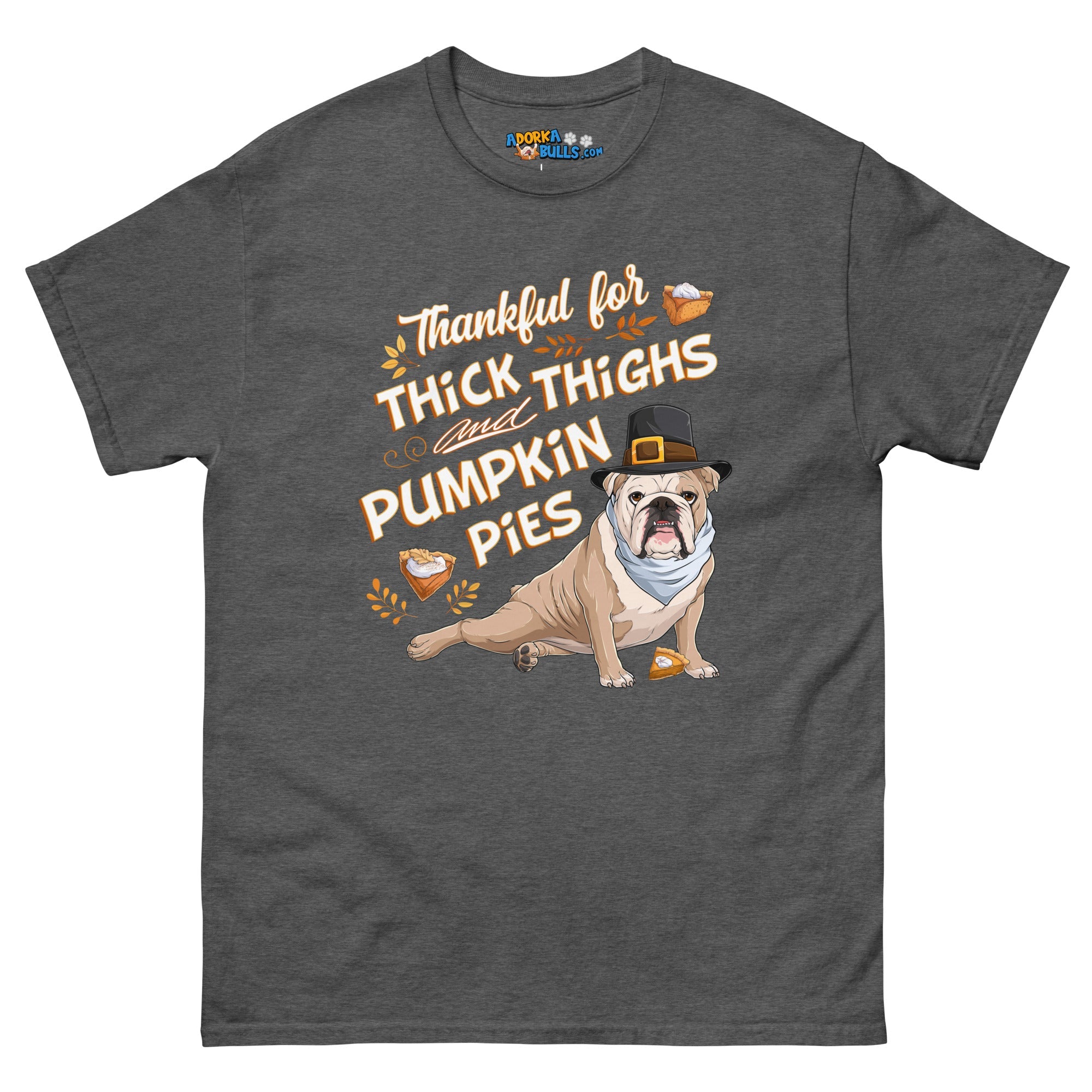 "Thankful for Thick Thighs & Pumpkin Pies" Unisex Tee | Fawn & White Colored