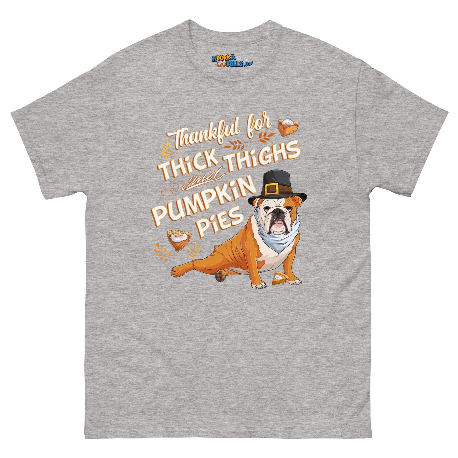 "Thankful for Thick Thighs & Pumpkin Pies" Unisex Tee | Red & White Colored
