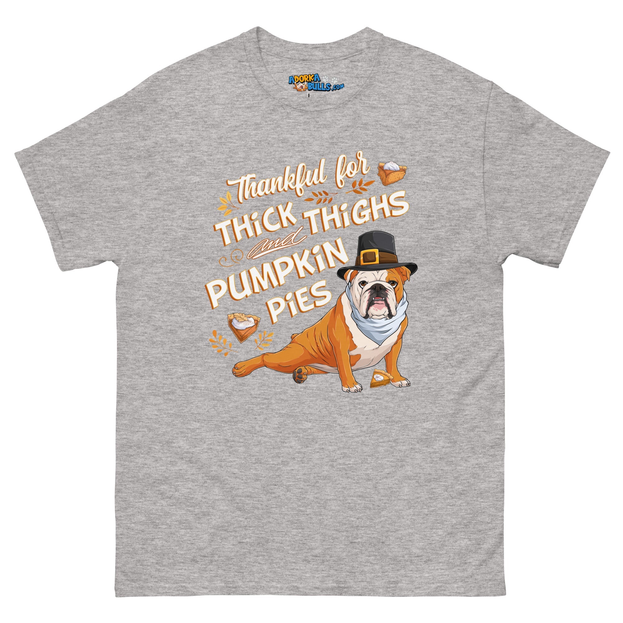 "Thankful for Thick Thighs & Pumpkin Pies" Unisex Tee | Red & White Colored