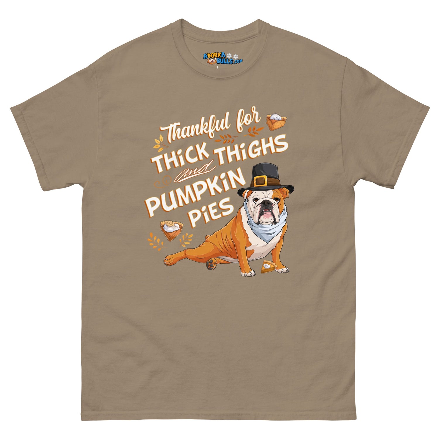 "Thankful for Thick Thighs & Pumpkin Pies" Unisex Tee | Red & White Colored