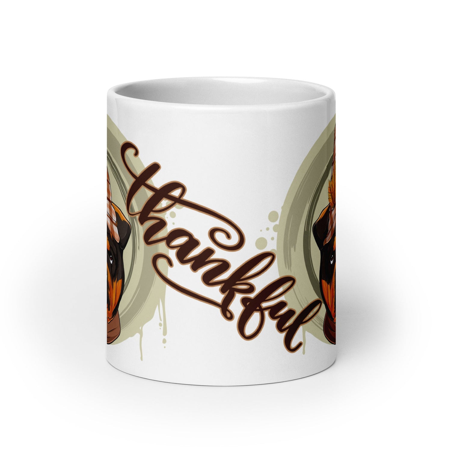 "Thankful" Male English Bulldog Thanksgiving Mug | Tri Colored