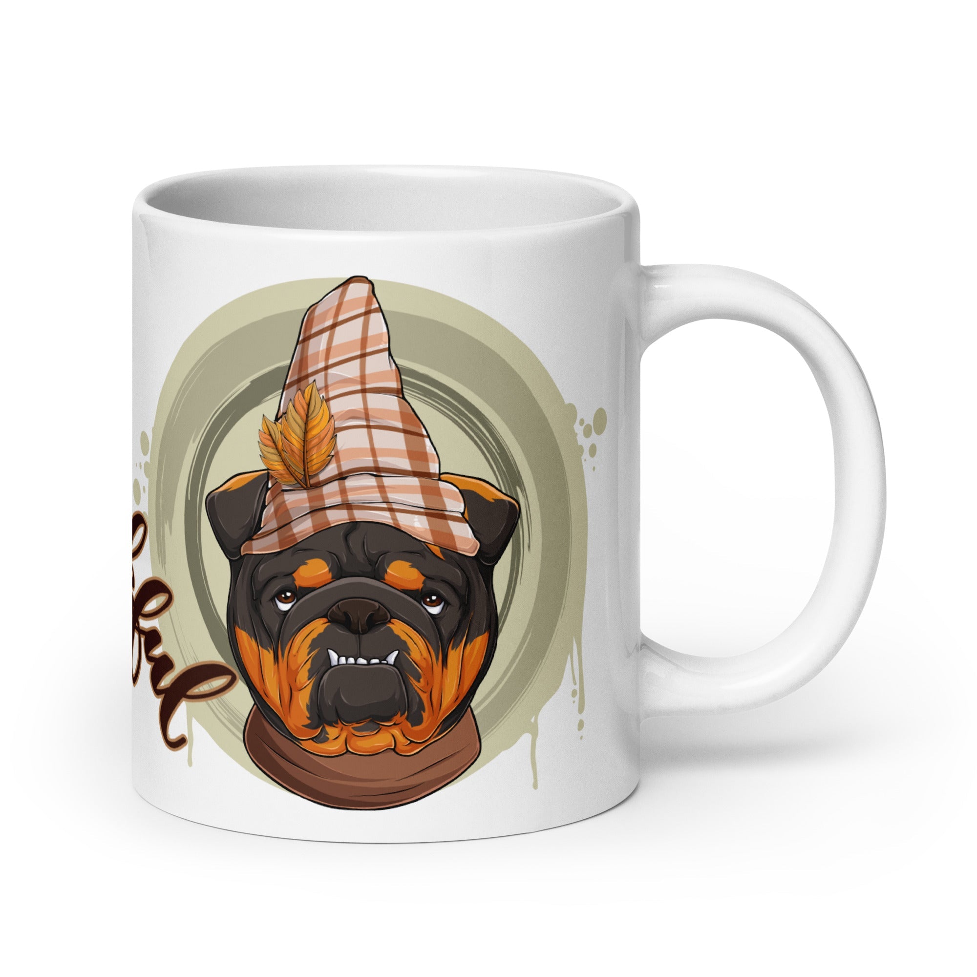 "Thankful" Male English Bulldog Thanksgiving Mug | Tri Colored