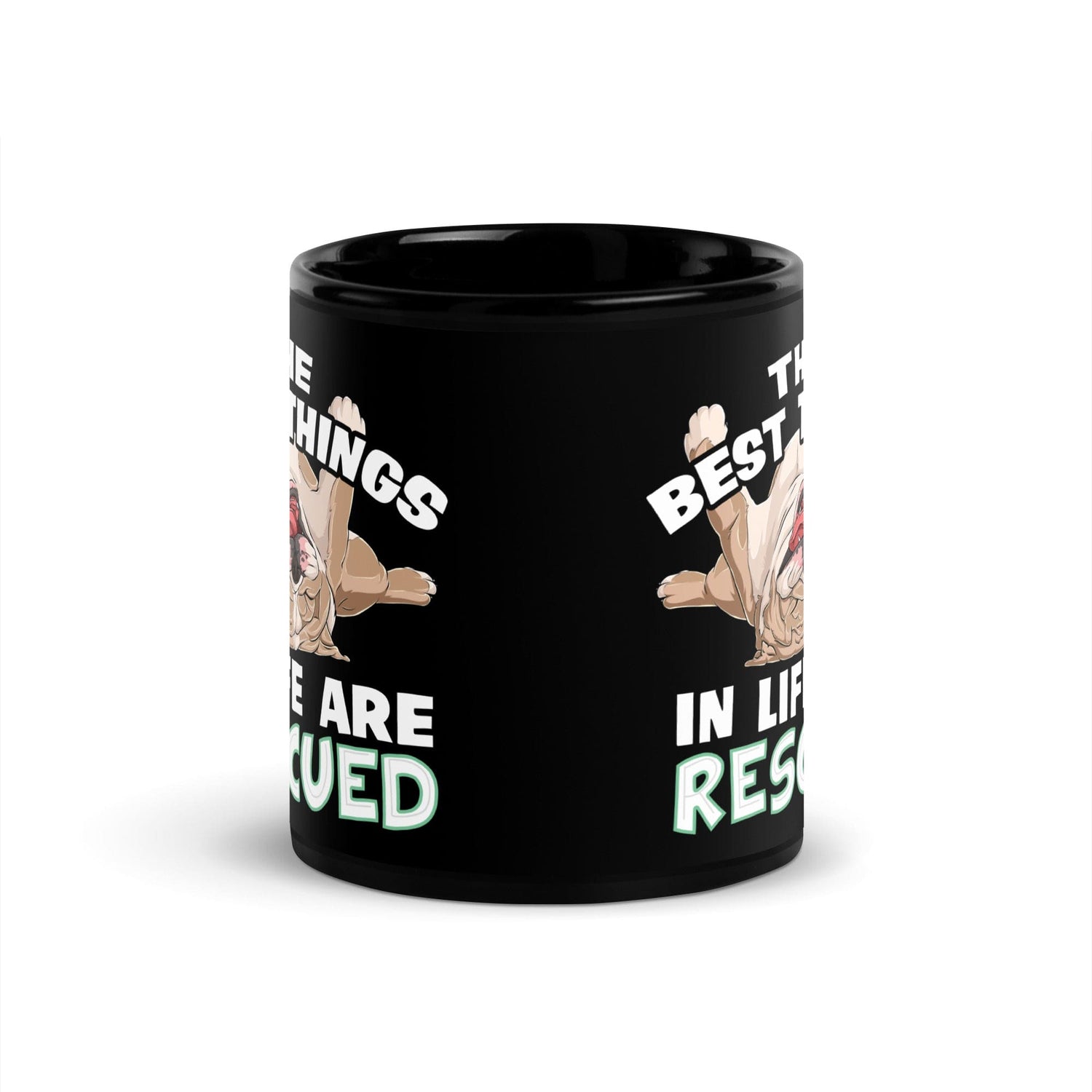 "The Best Things In Life Are Rescued" English Bulldog Mug | Fawn & White Colored