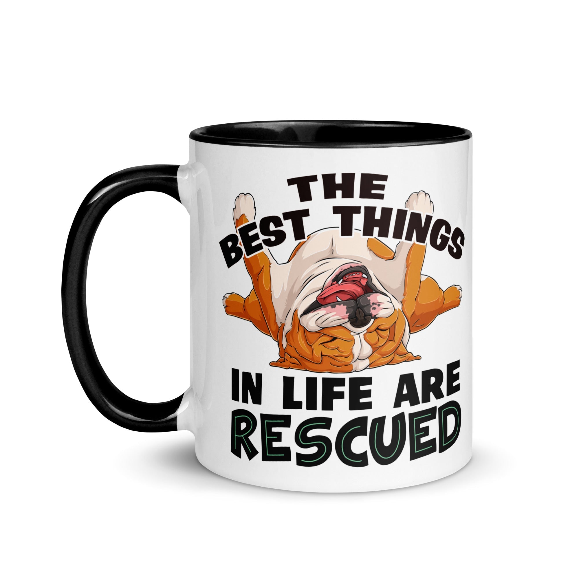 "The Best Things In Life Are Rescued" English Bulldog Mug | Red & White Colored