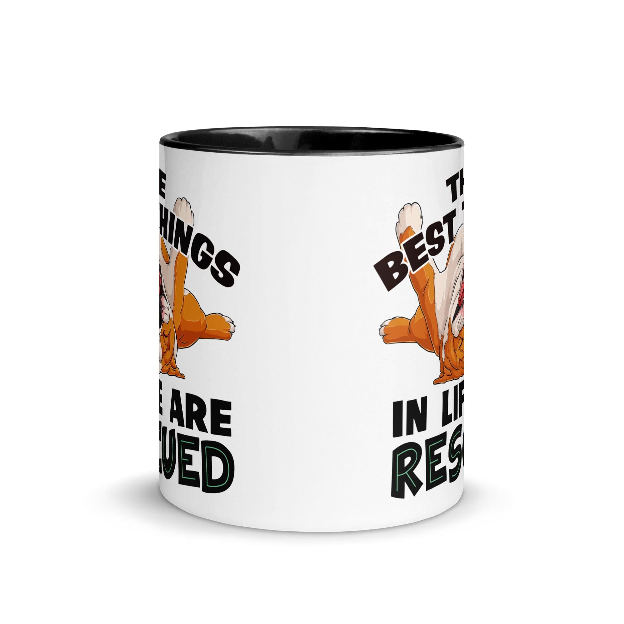 "The Best Things In Life Are Rescued" English Bulldog Mug | Red & White Colored