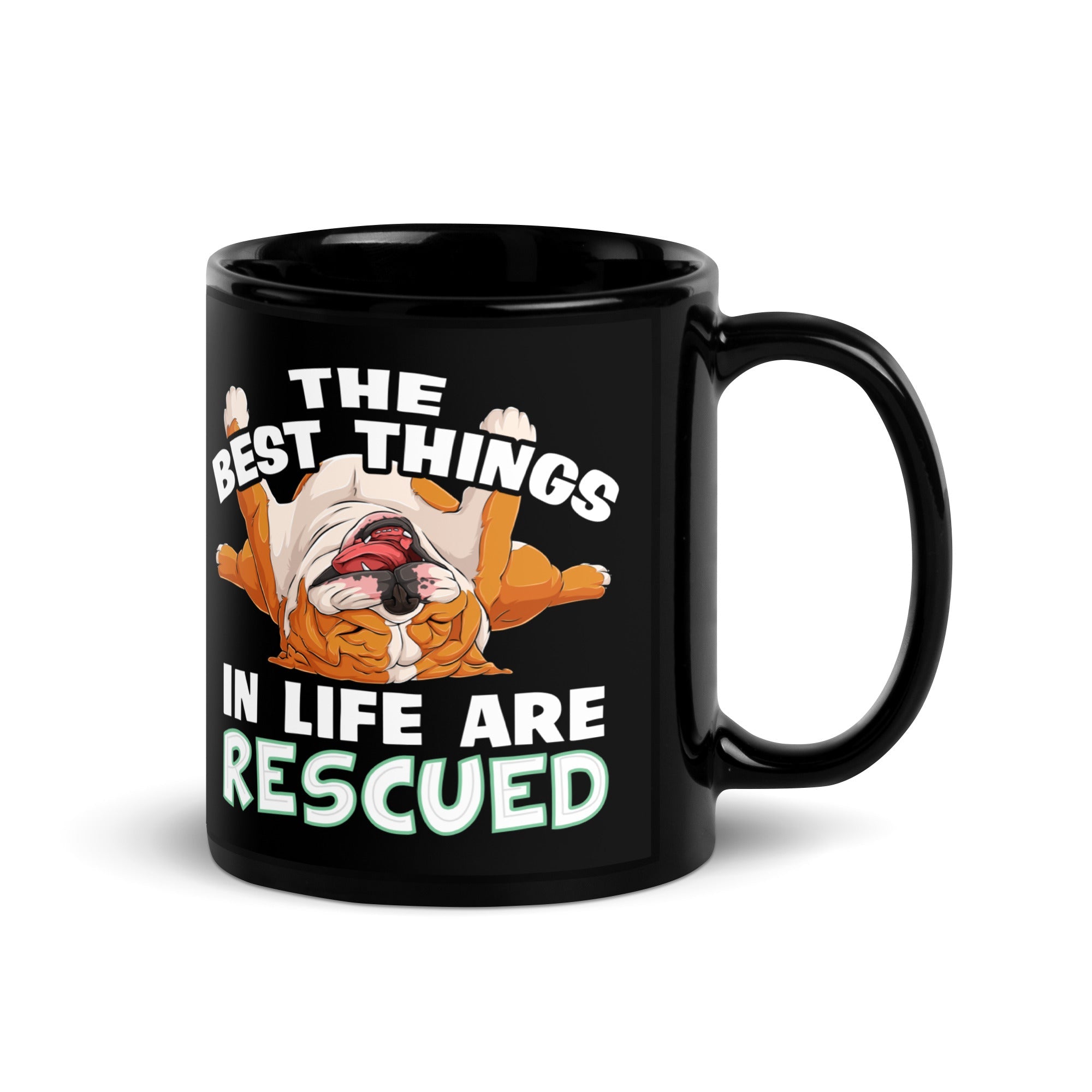 "The Best Things In Life Are Rescued" English Bulldog Mug | Red & White Colored