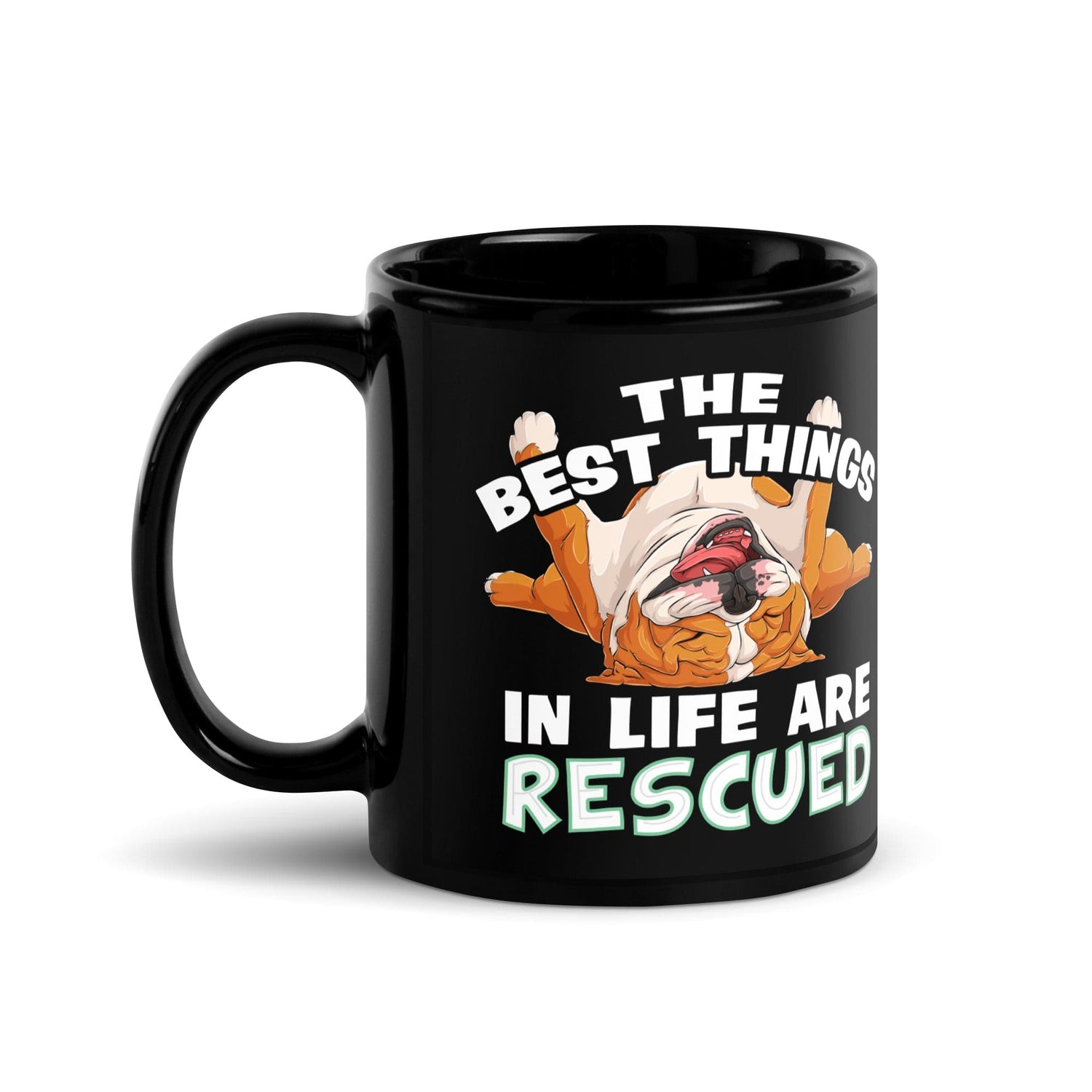 "The Best Things In Life Are Rescued" English Bulldog Mug | Red & White Colored