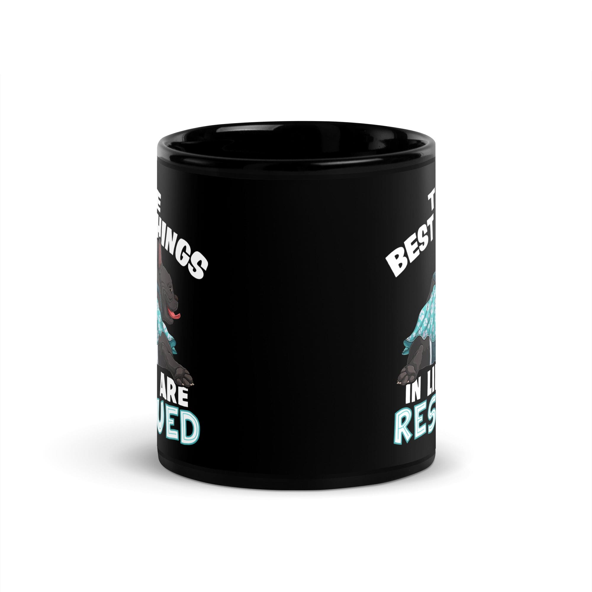 "The Best Things In Life Are Rescued" Female French Bulldog Mug | B&W Colored with Spina Bifida