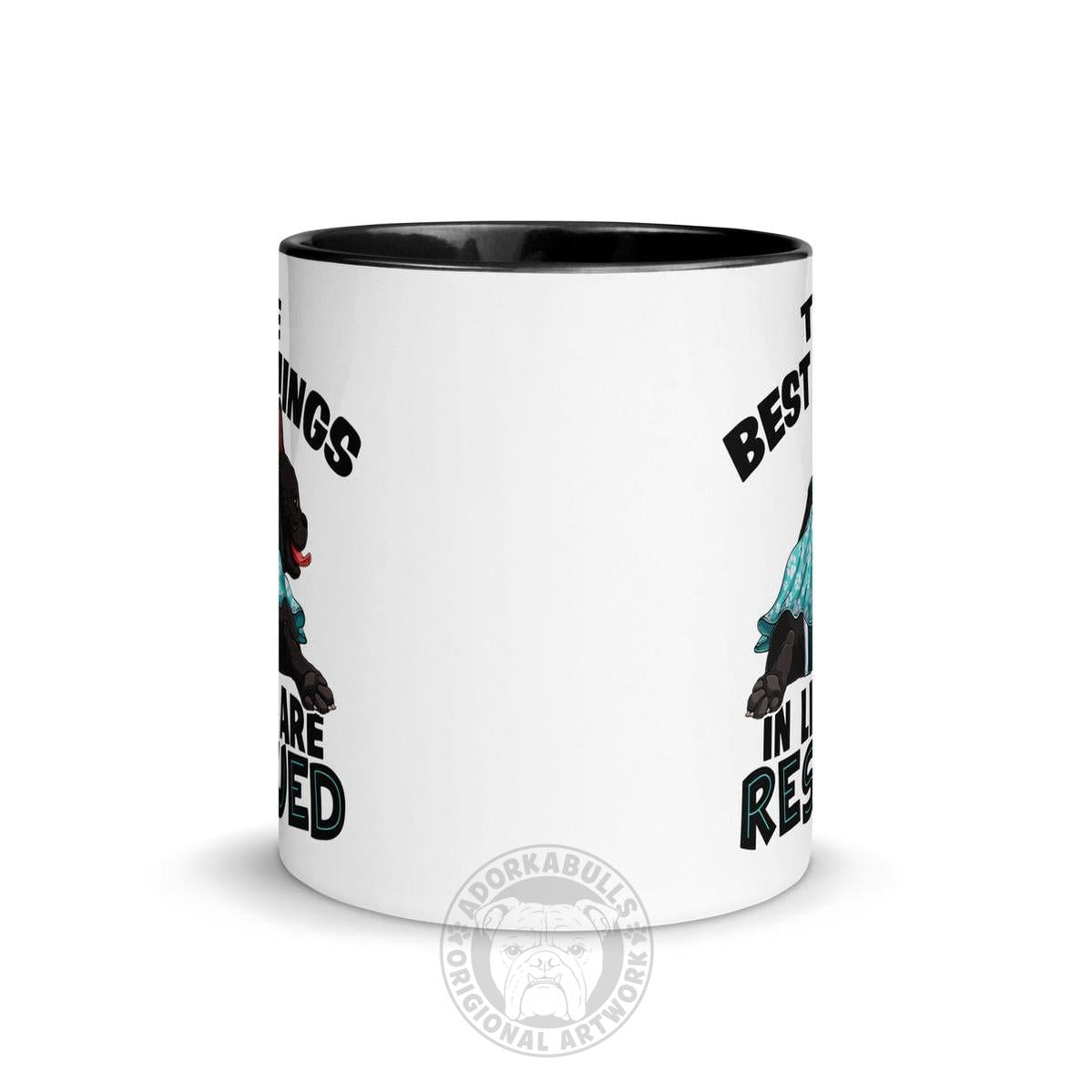 "The Best Things In Life Are Rescued" Female French Bulldog Mug | B&W Colored with Spina Bifida