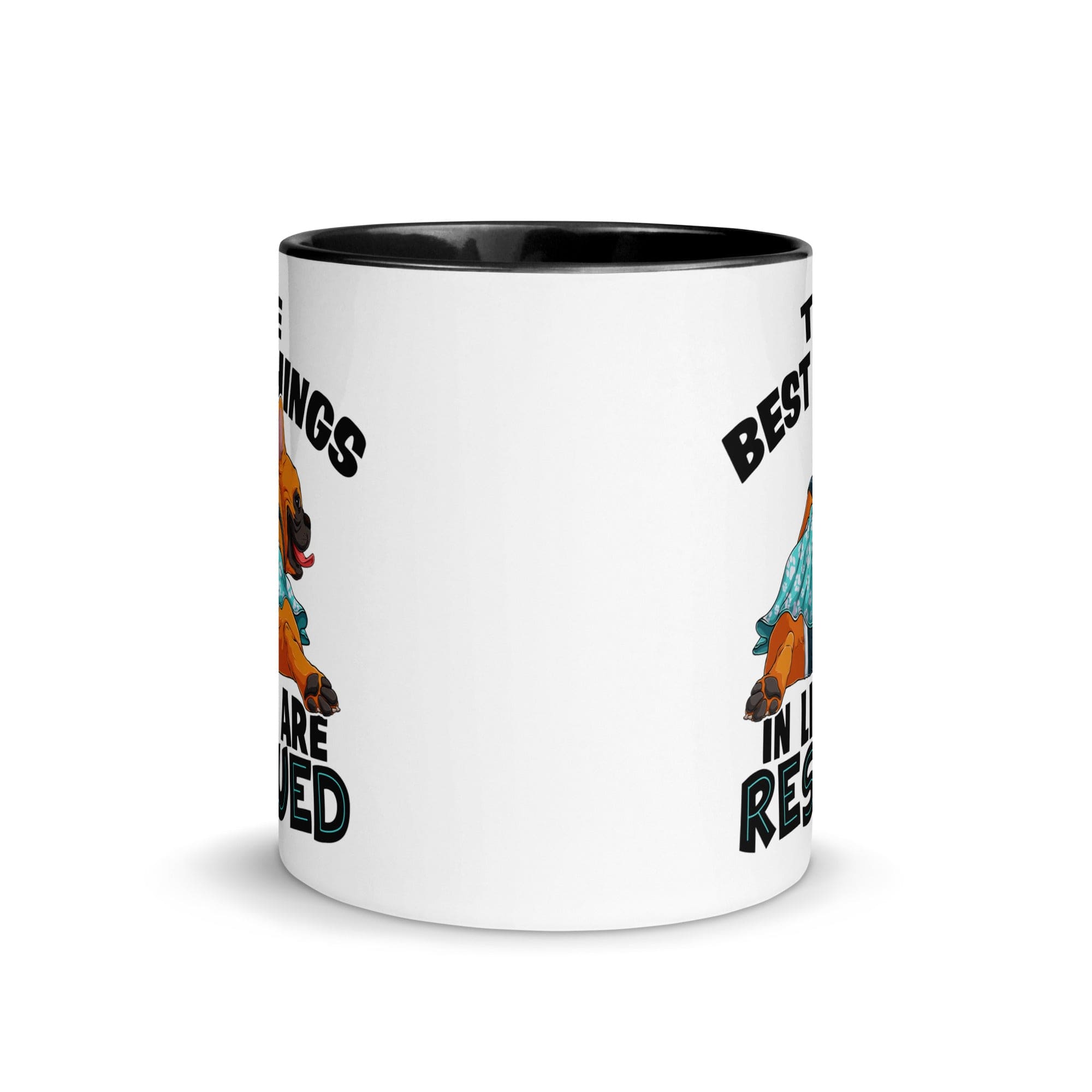 "The Best Things In Life Are Rescued" Female French Bulldog Mug | Red & White Colored with Spina Bifida